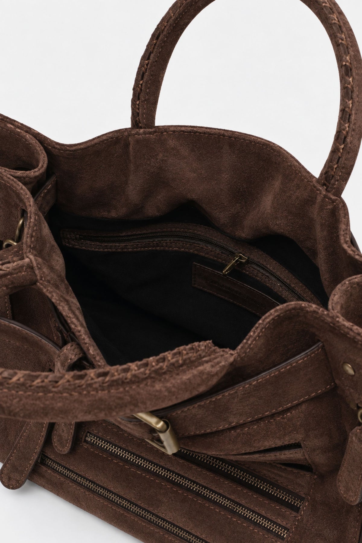 Cargo Tote in Brown Suede