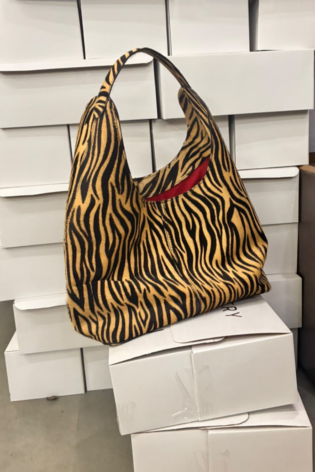 Deve Hobo Tote in Zebra Hair-on