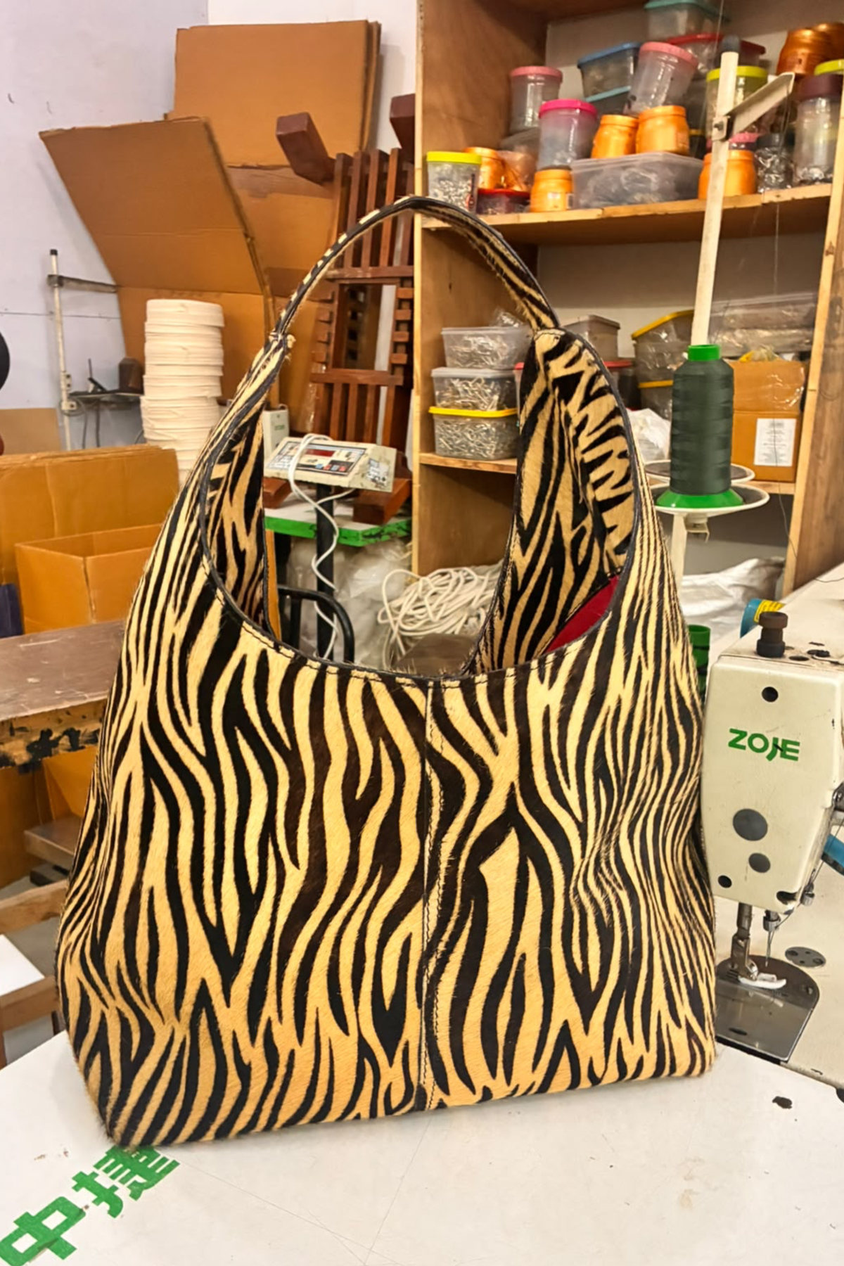Deve Hobo Tote in Zebra Hair-on