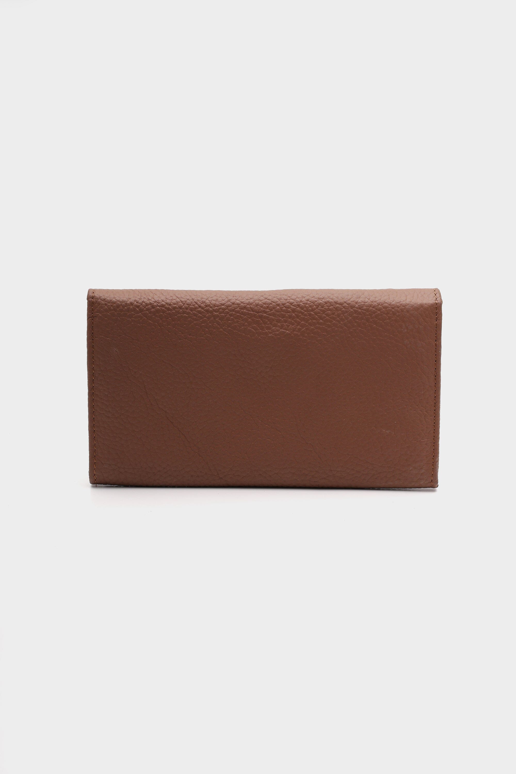 Leather Wallet with Silver Eyelets In Mocha