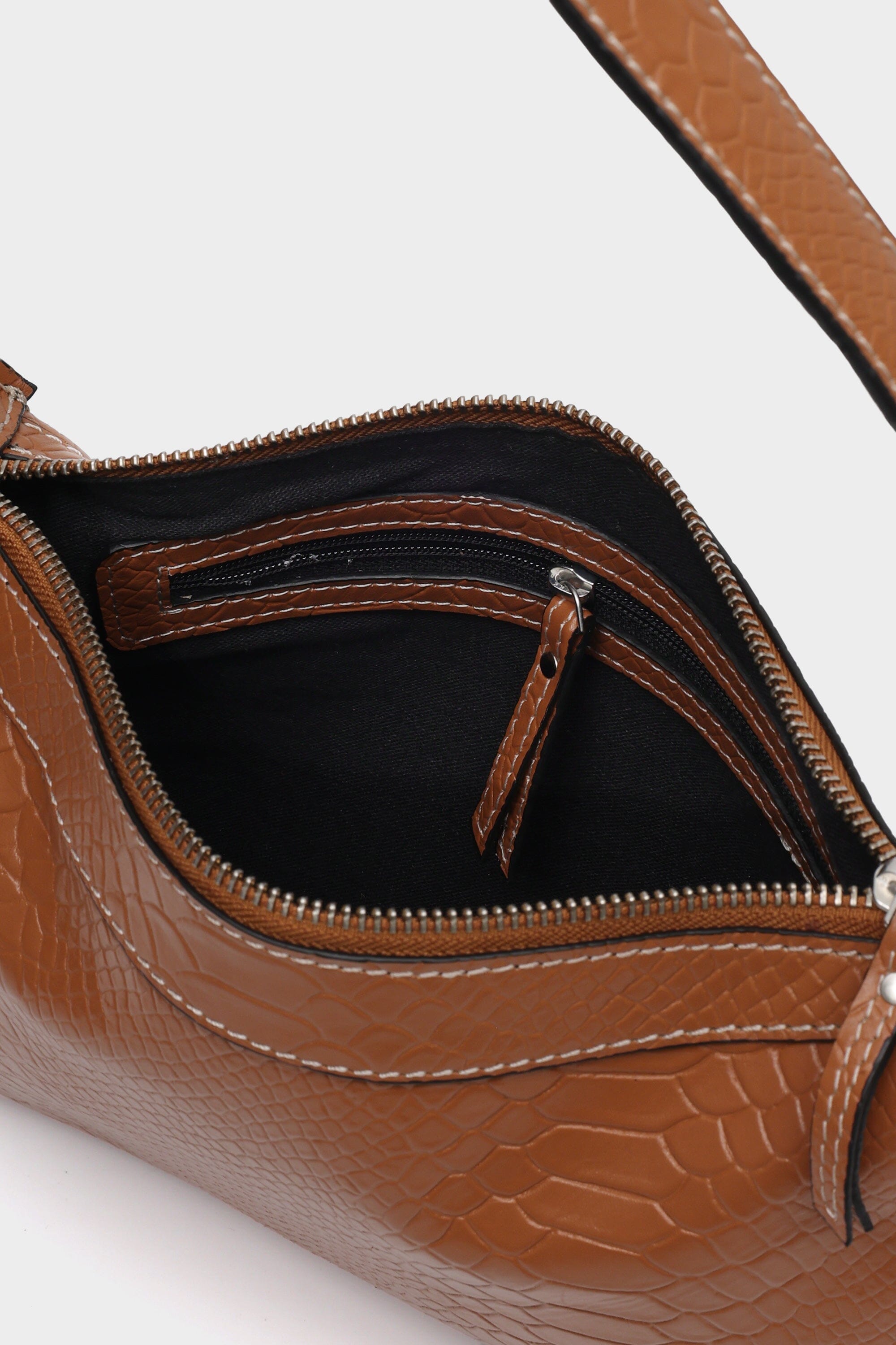 Soft Baguette in Tan Croc