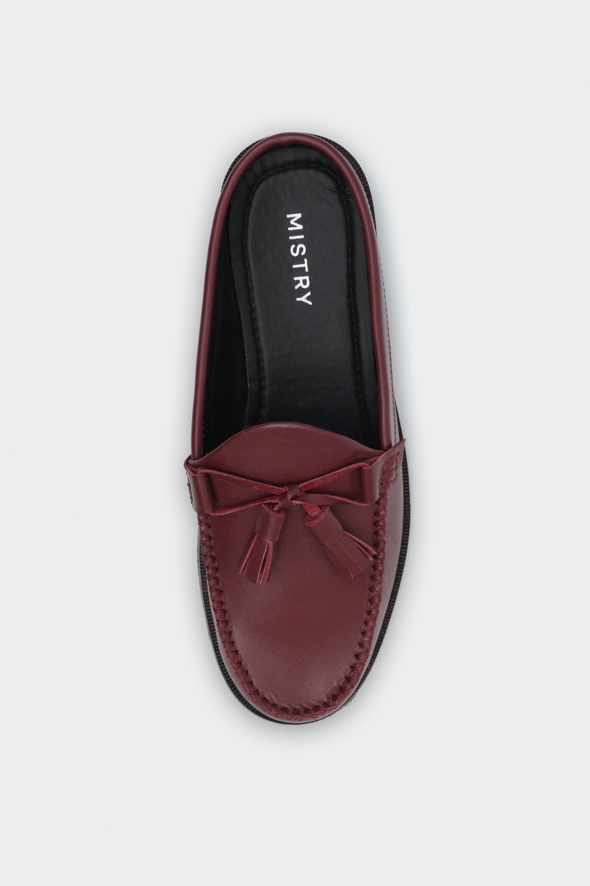 Tassel Trim Mule in Bordeaux