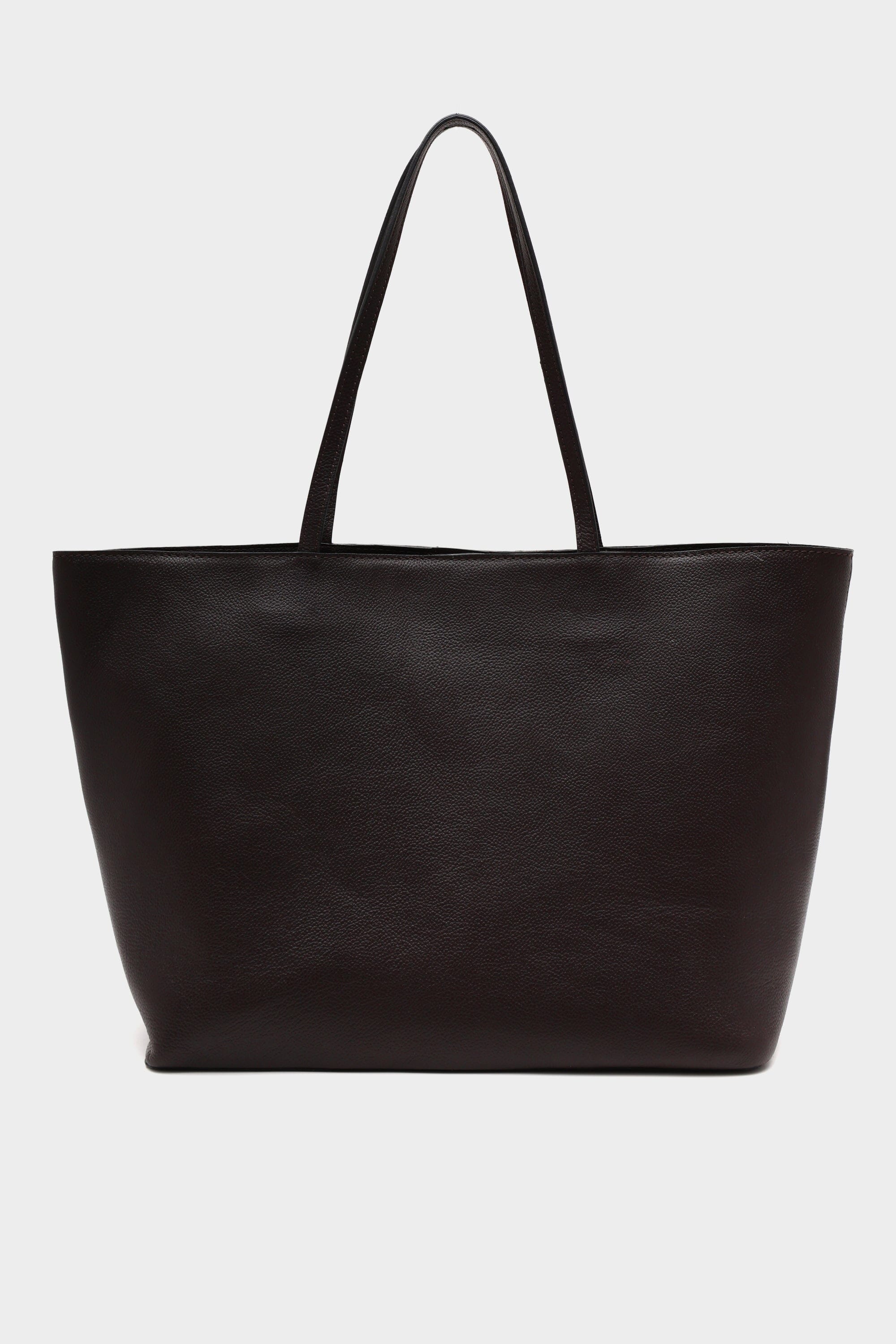 Basic Tote in Pebbled Brown with Eyelet Details
