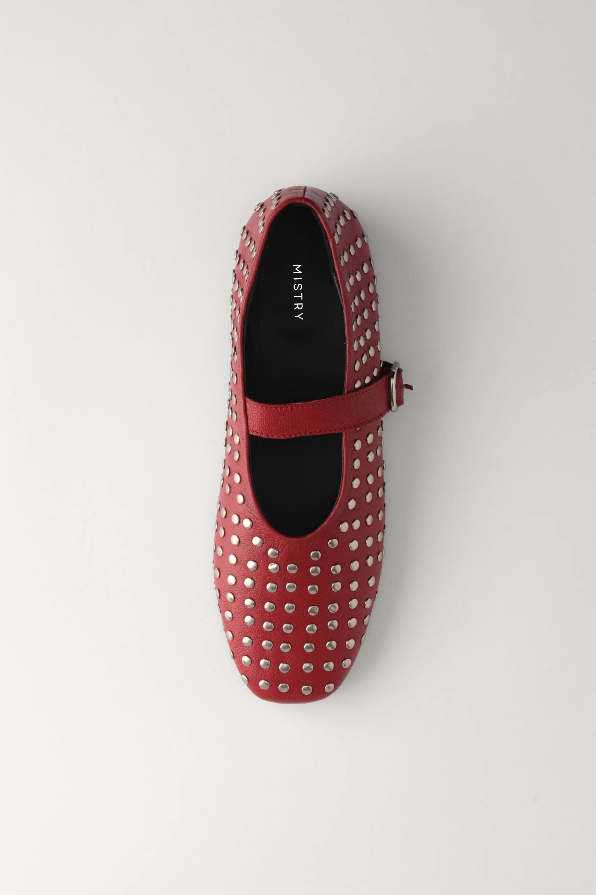 Red Ballet Flats With Rivets