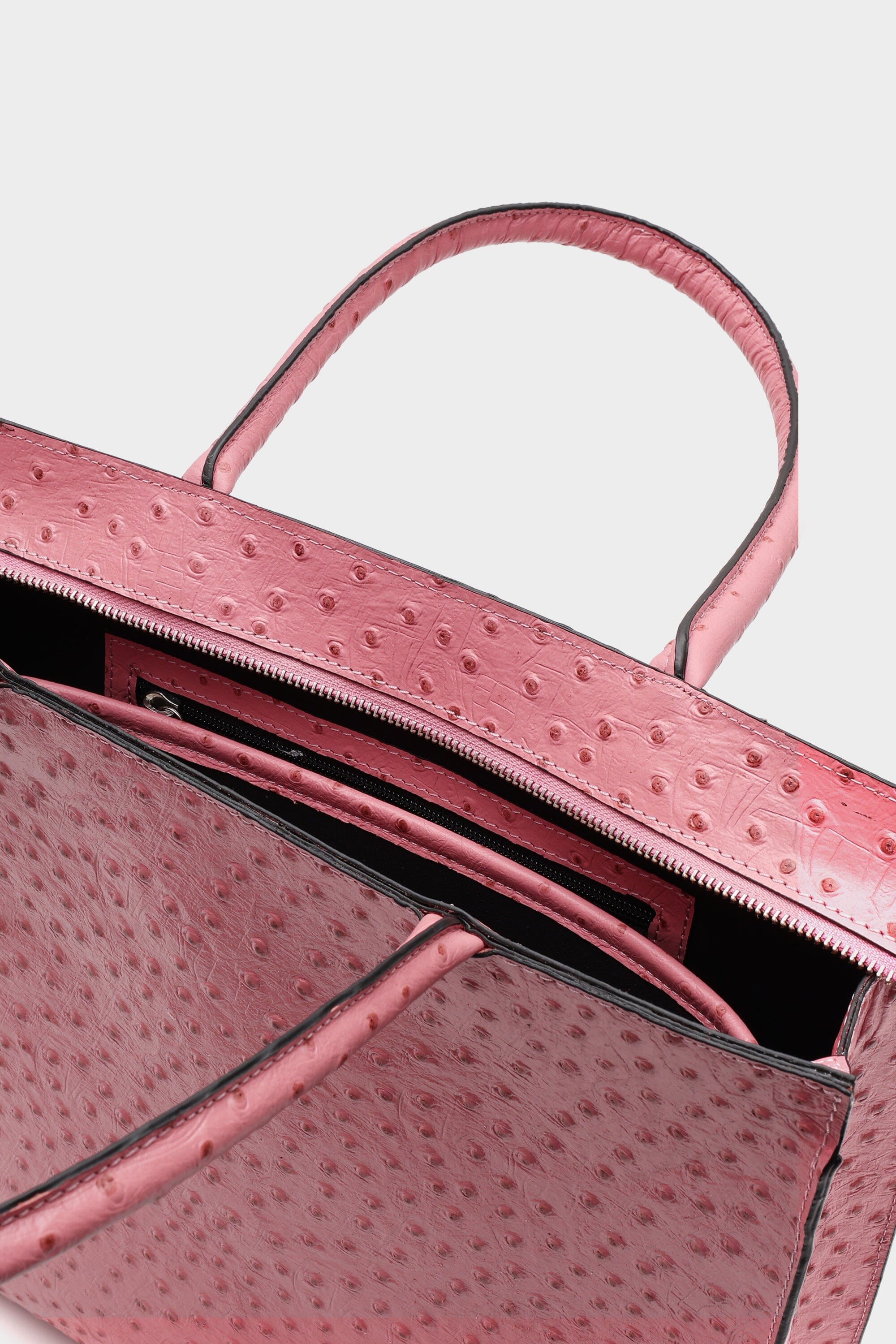 Box Tote Pink Ostrich with Buckled Details