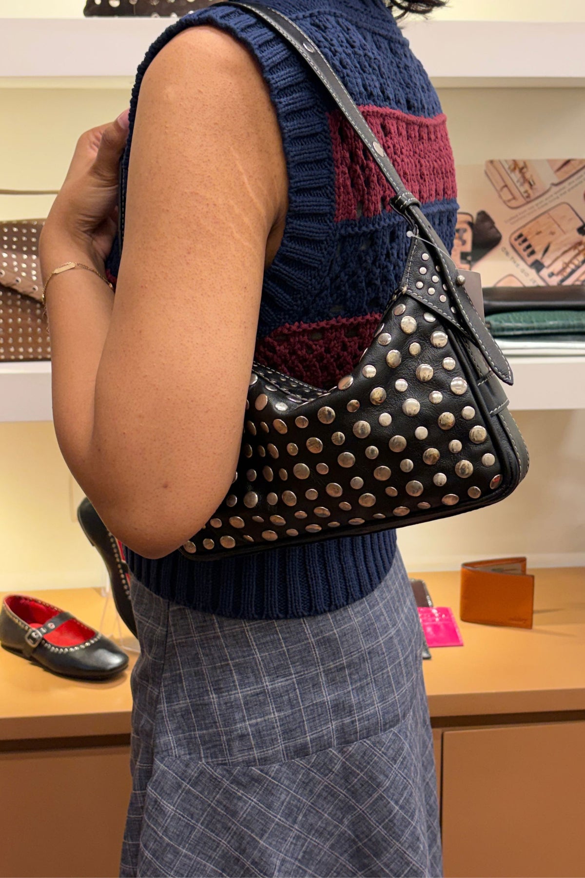 Icon Studded Baguette in Black