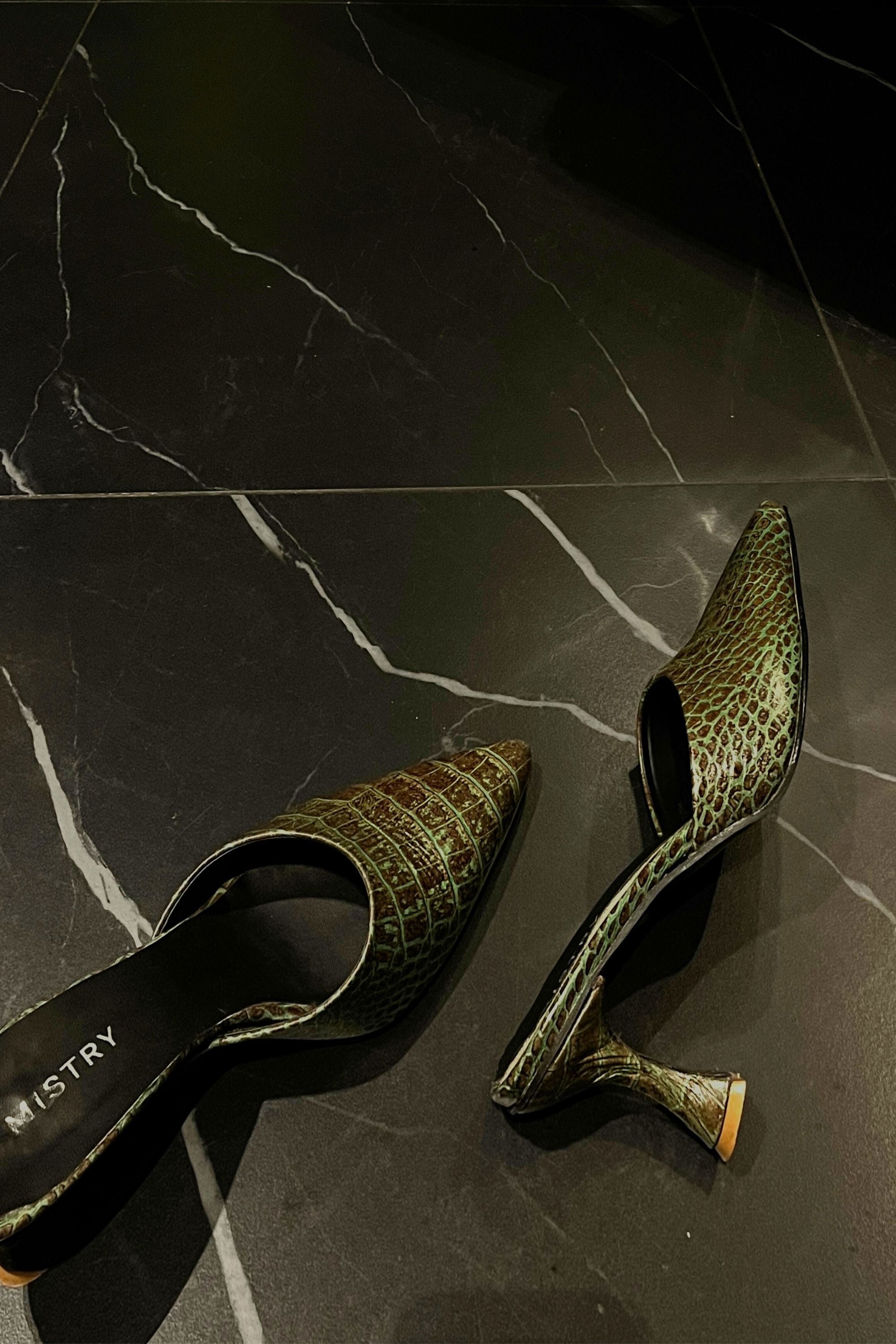 Patina Heels in Rare Green