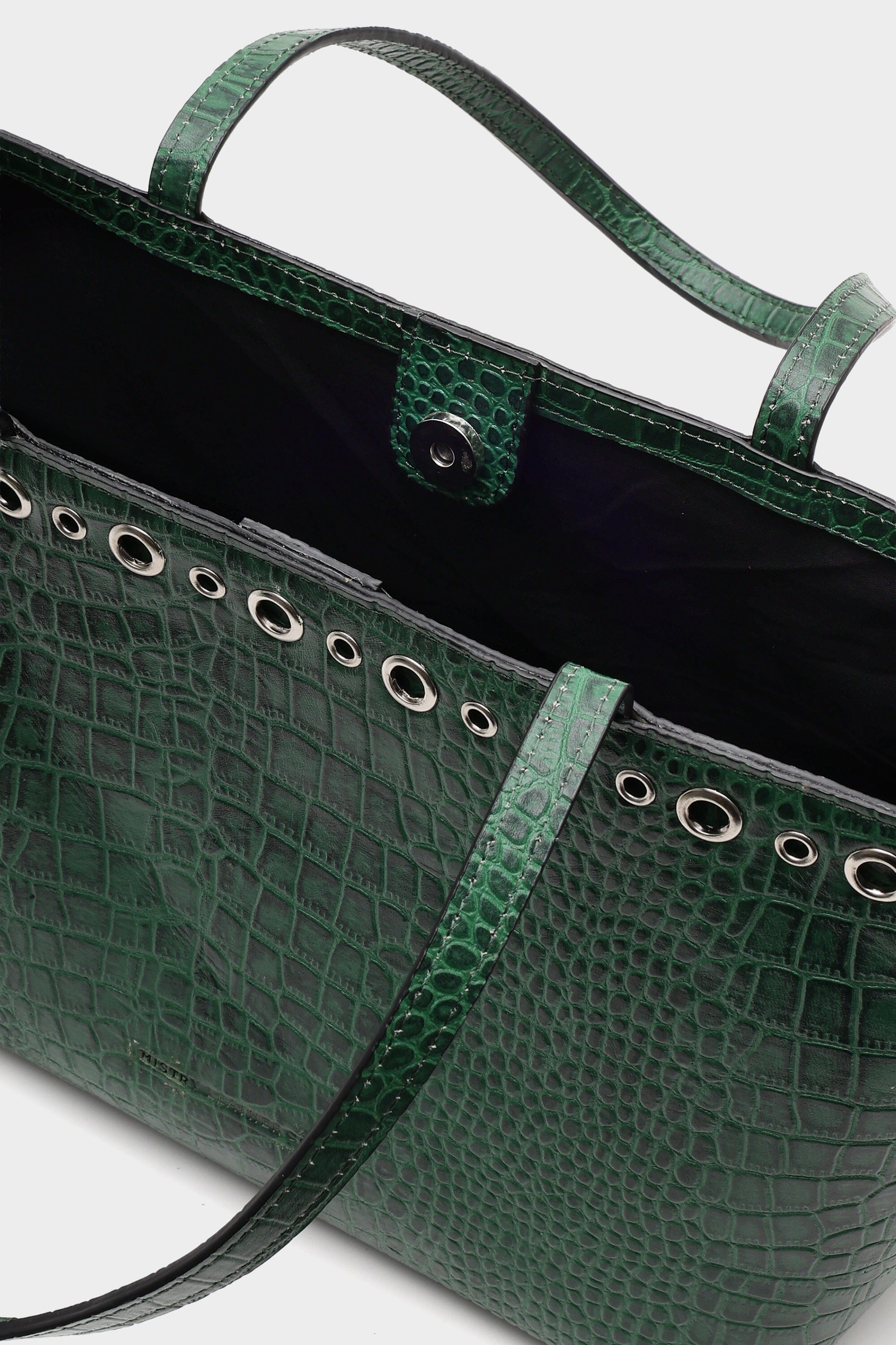 Basic Tote Mini in Forest Green with Eyelet Details