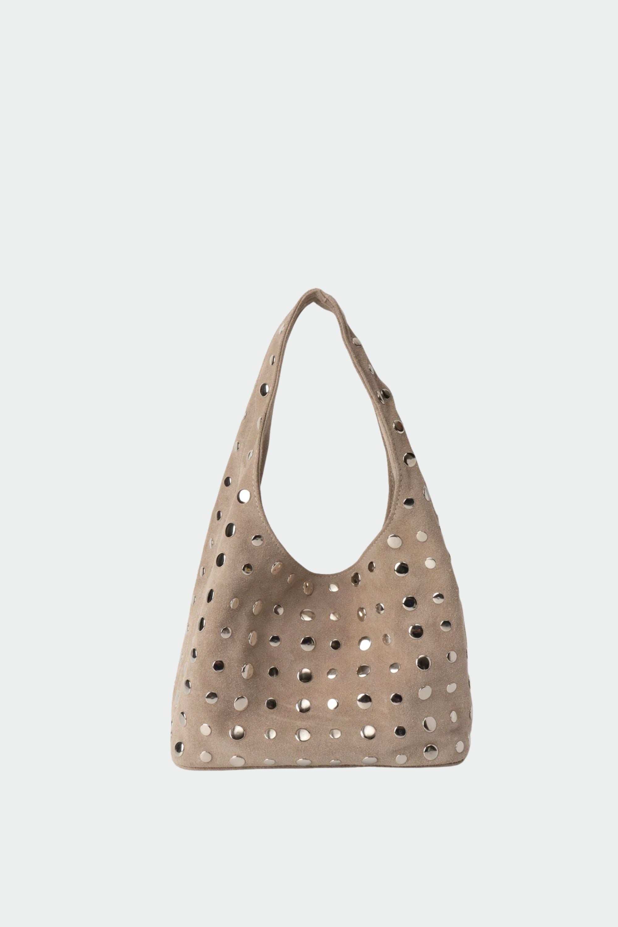 Icon Studded Midi in Off White Suede