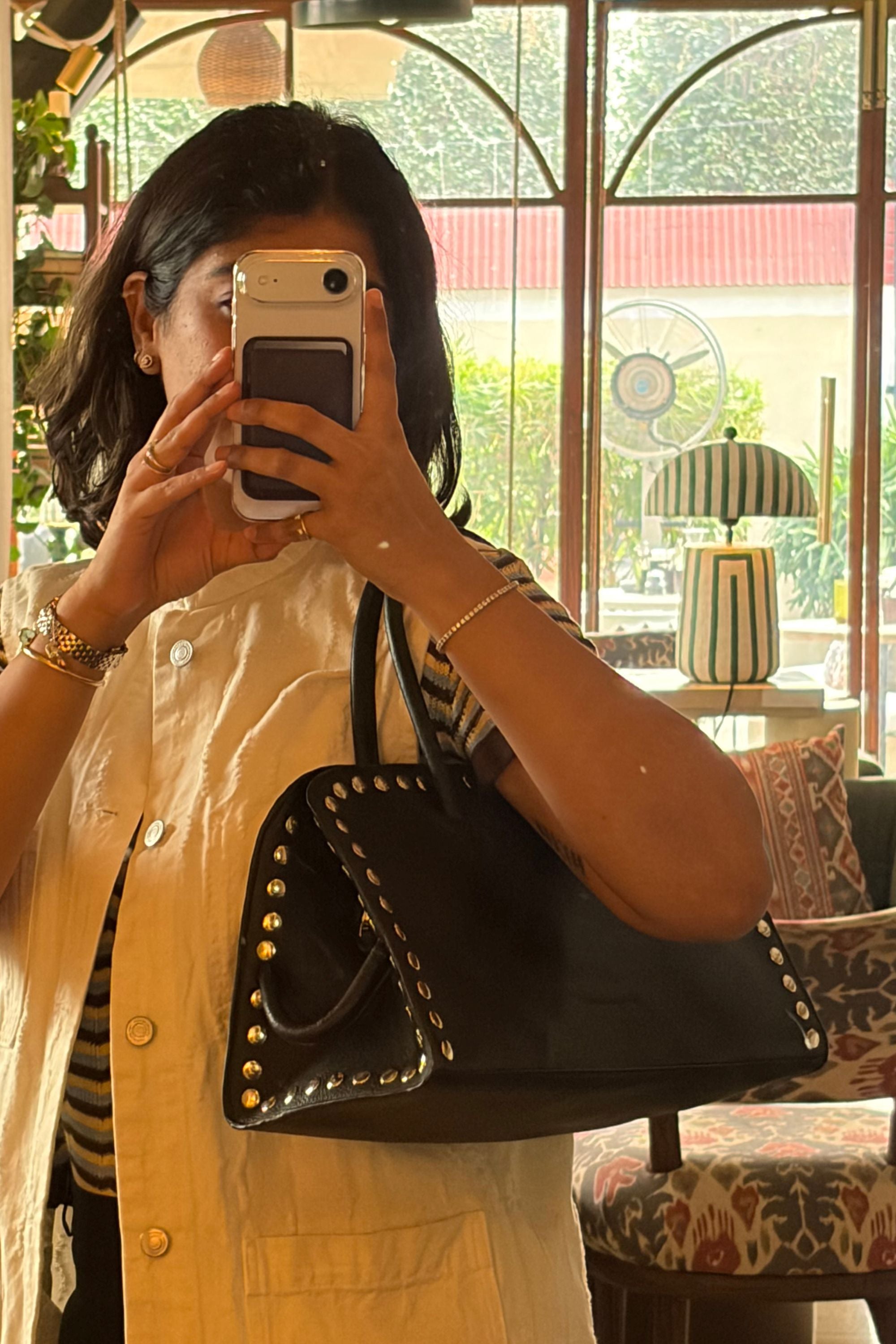 The Loft Bag in Black with Studded Details