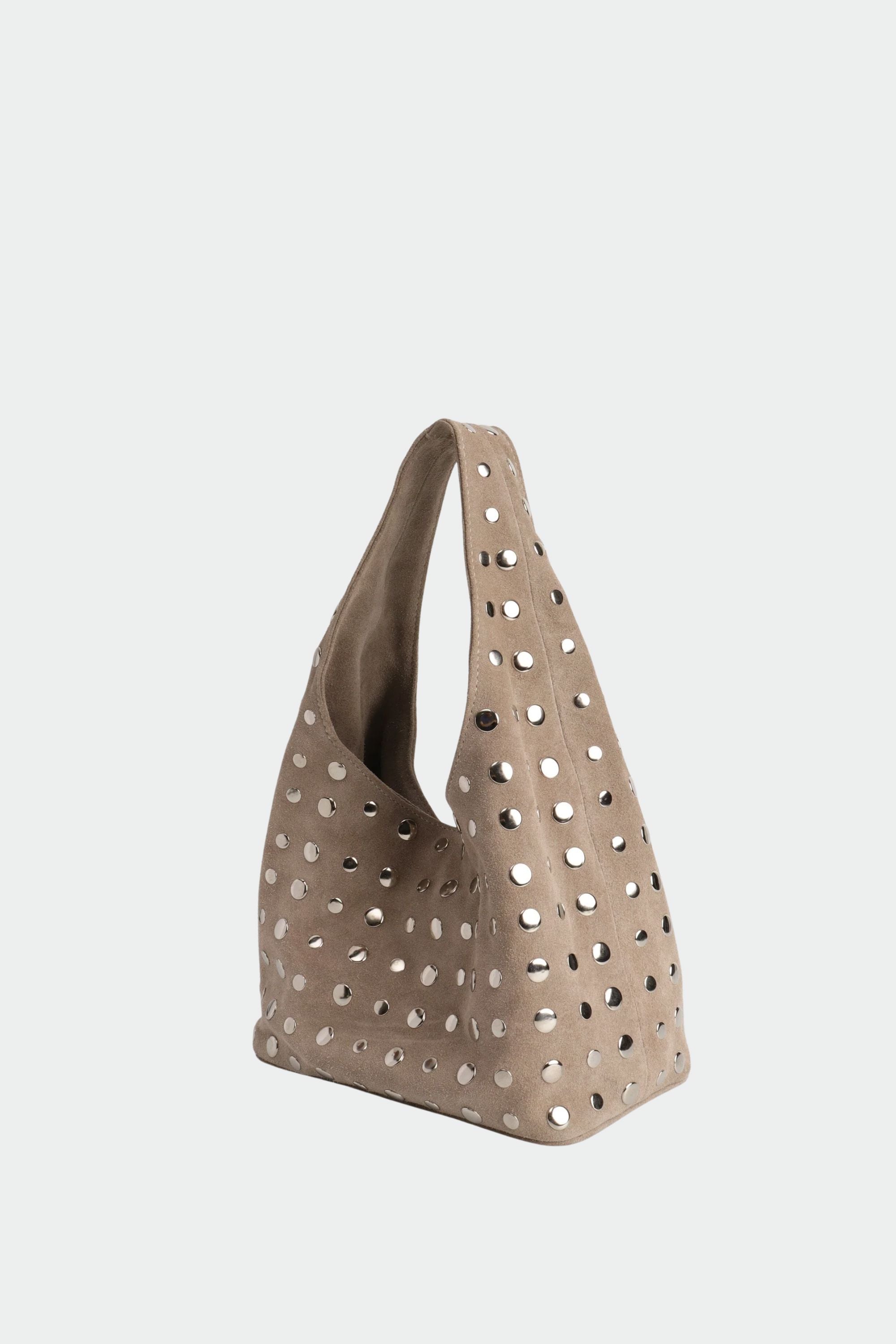 Icon Studded Midi in Off White Suede