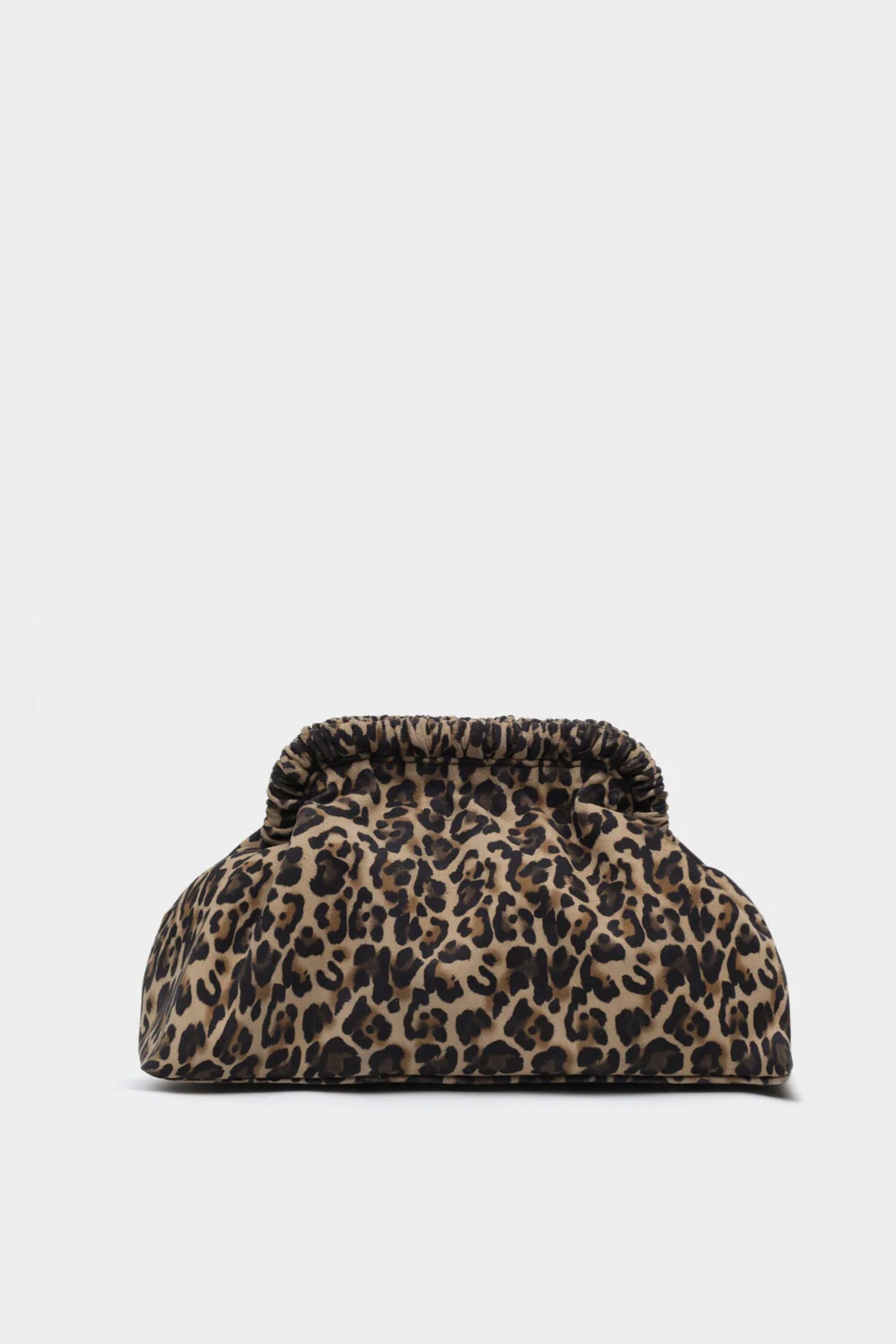 Slouch Clutch in Beige Leopard