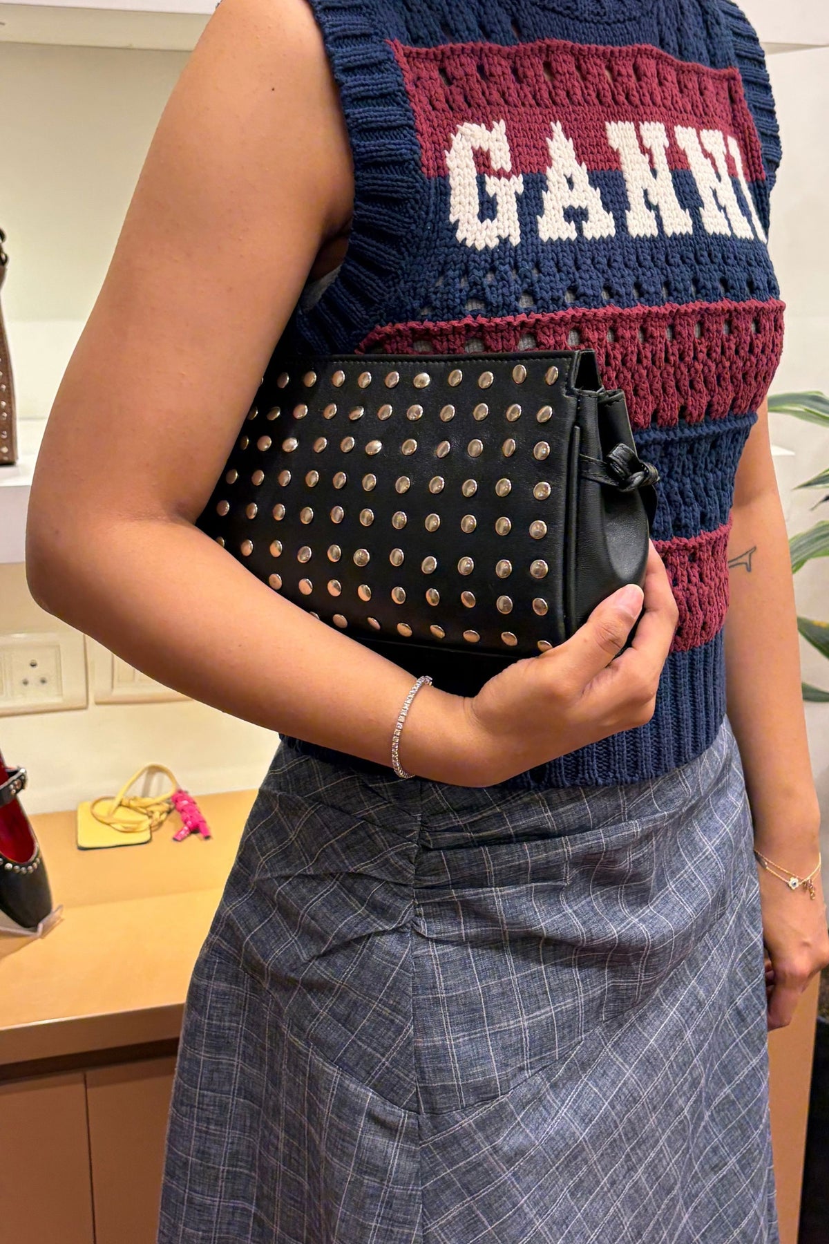 Icon Studded Clutch in Black