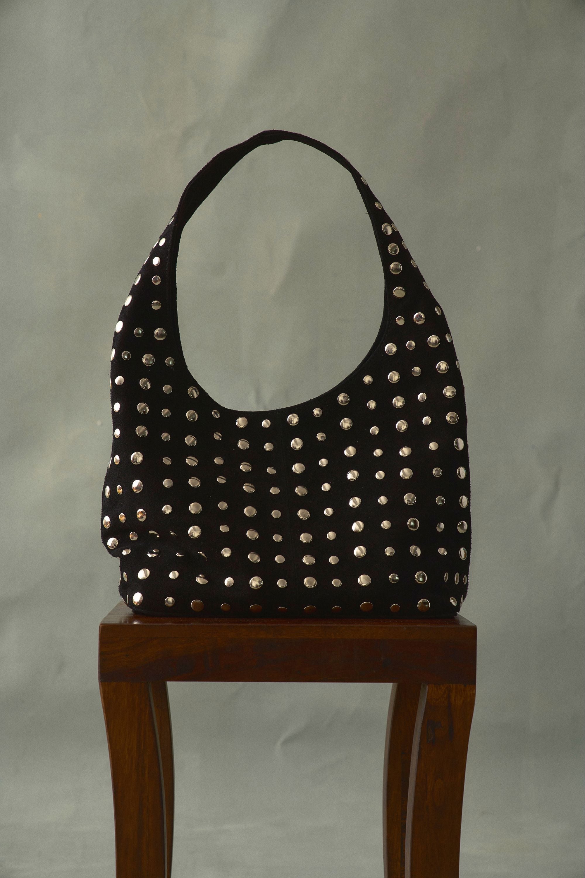 Icon Studded Large in Black Suede