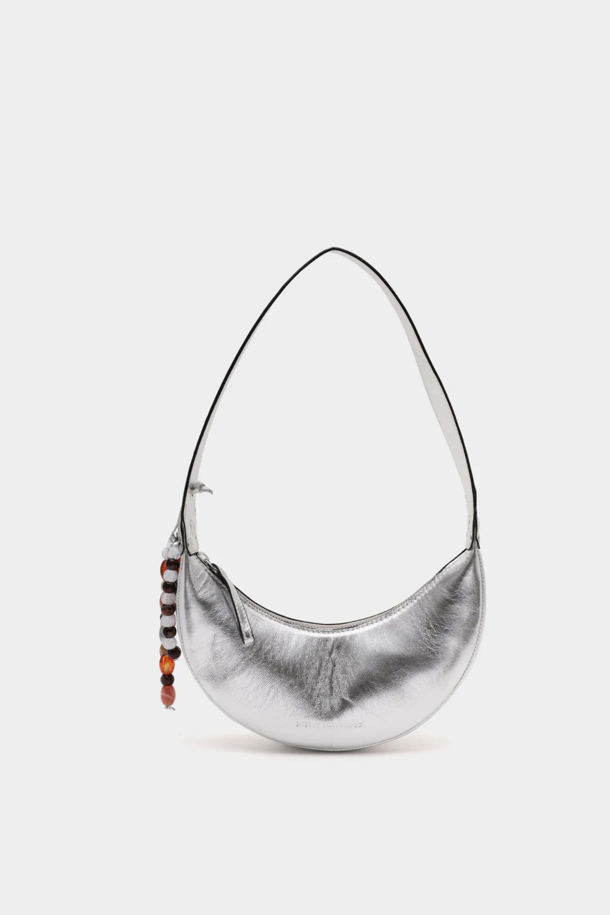 Selena in Silver Patent Leather with Bead Embellishments