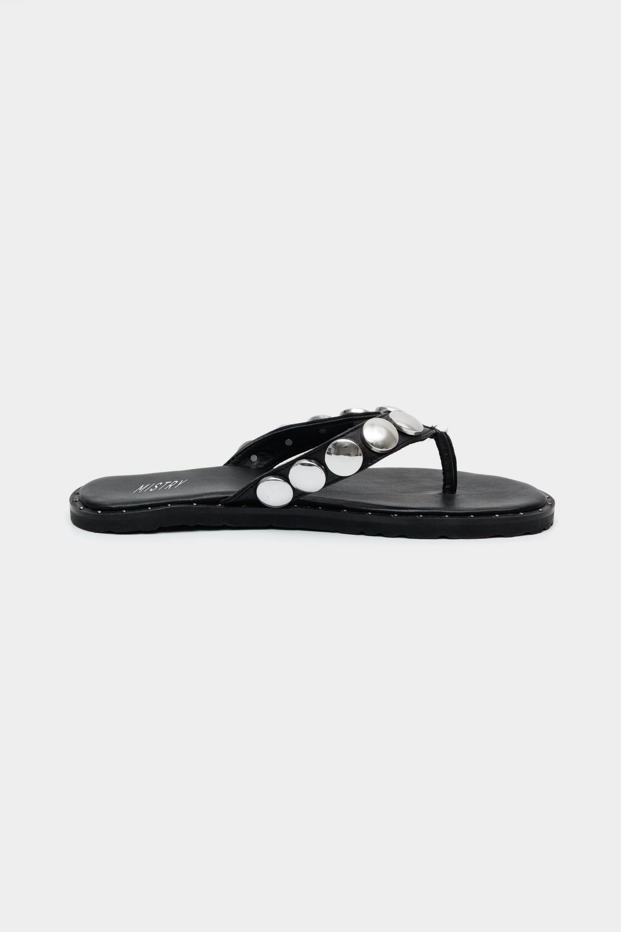 Icon Studded Flip Flops in Black