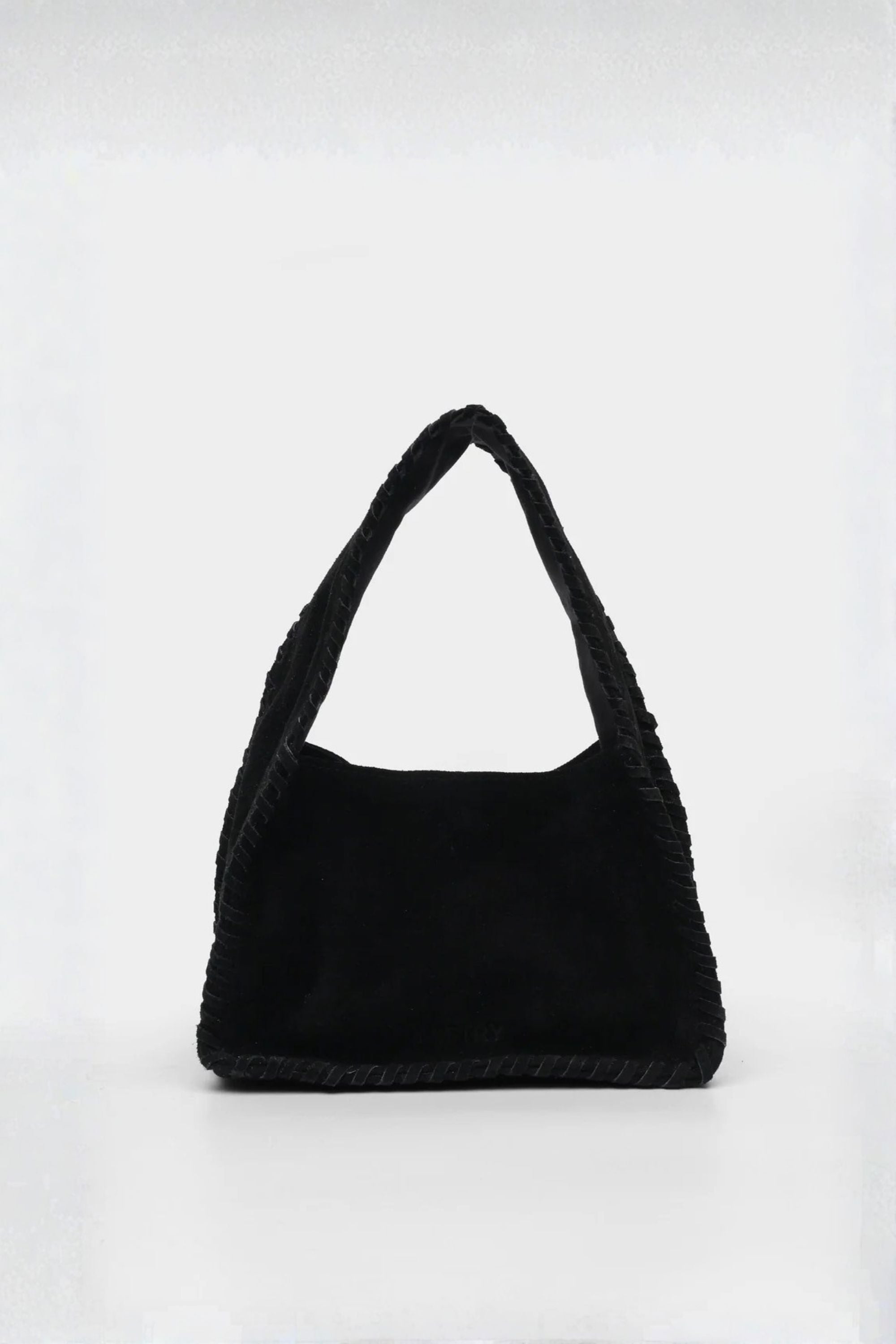 Bento Large in Black Suede Whipstitch