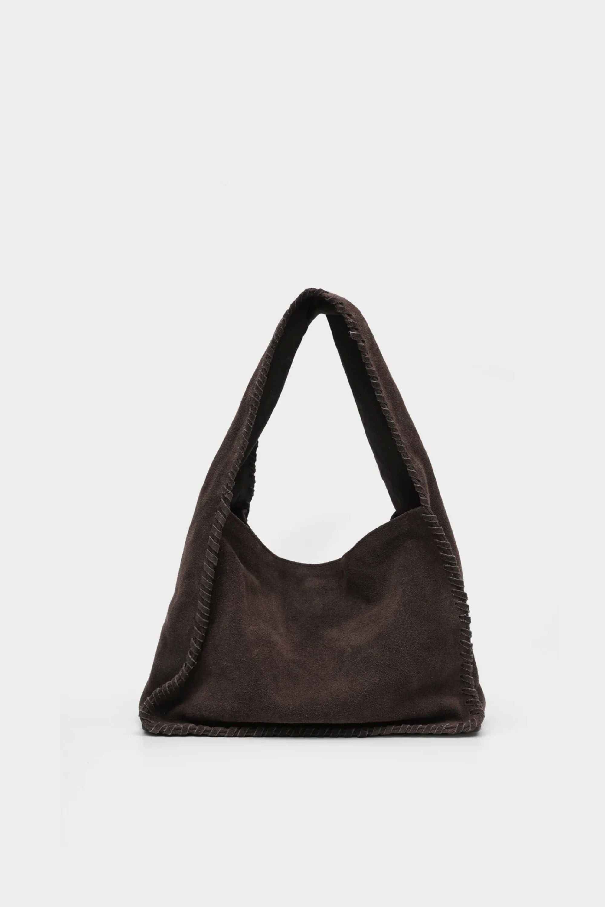 Bento Large in Brown Suede Whipstitch