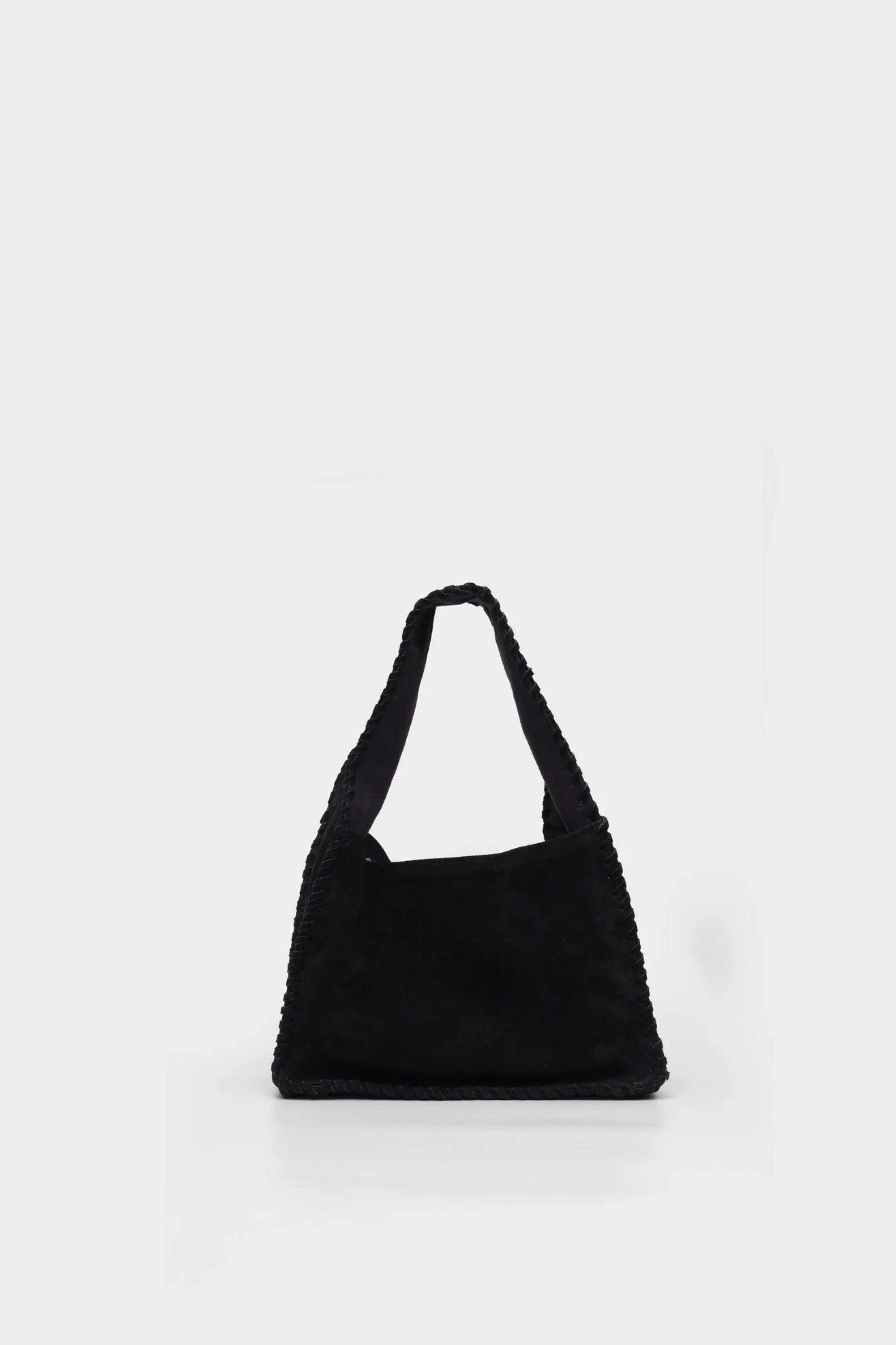Bento Mini in Black Suede Whipstitch