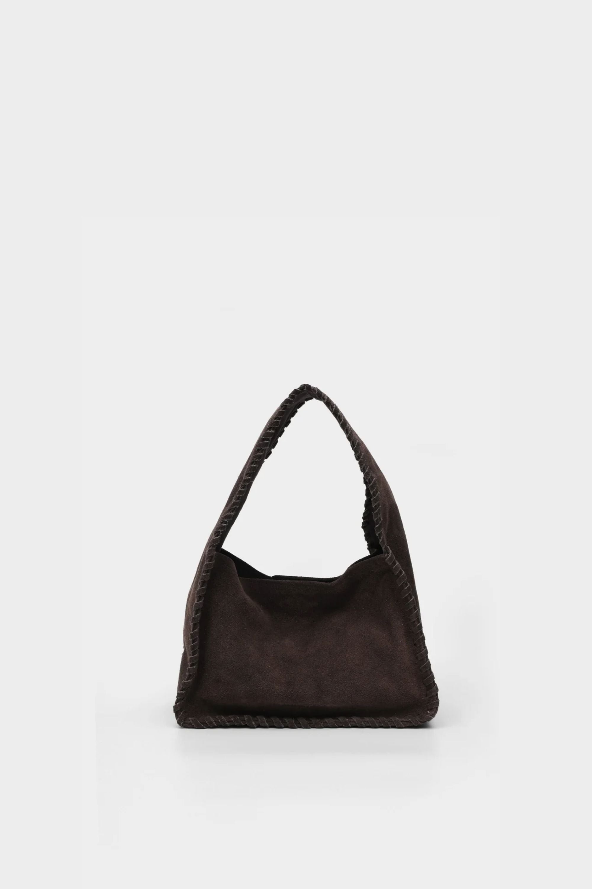 Bento Mini in Brown Suede Whipstitch