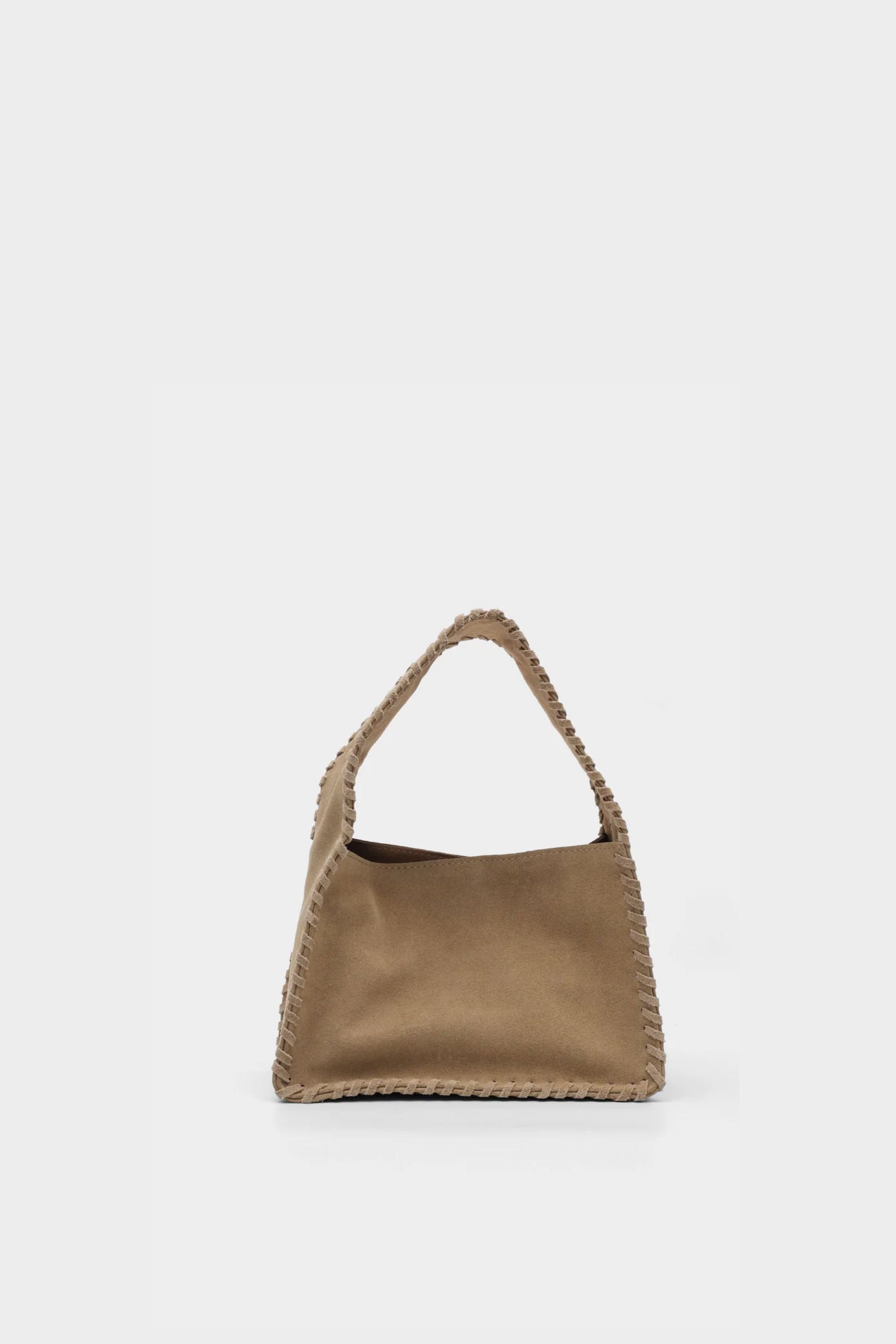 Bento Mini in Off-White Suede Whipstitch