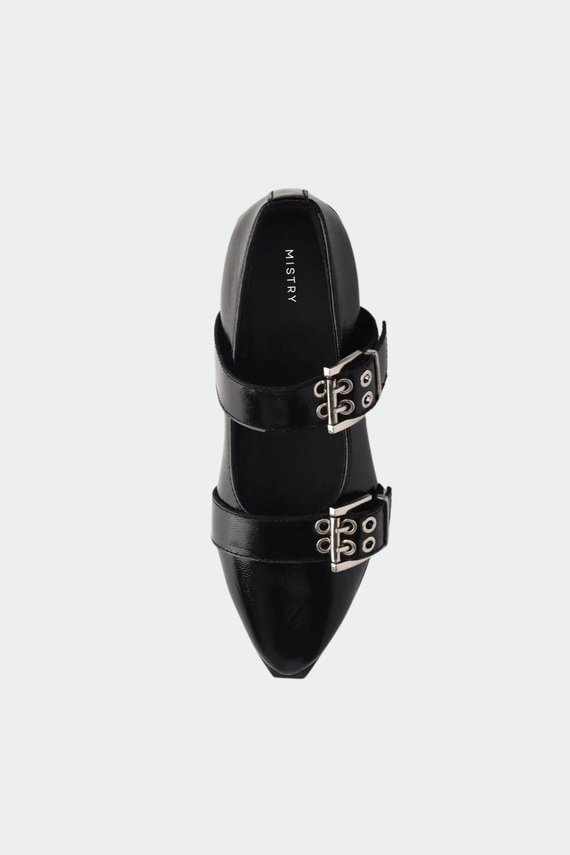 Buckled Ballet Flats in Black Patent Leather