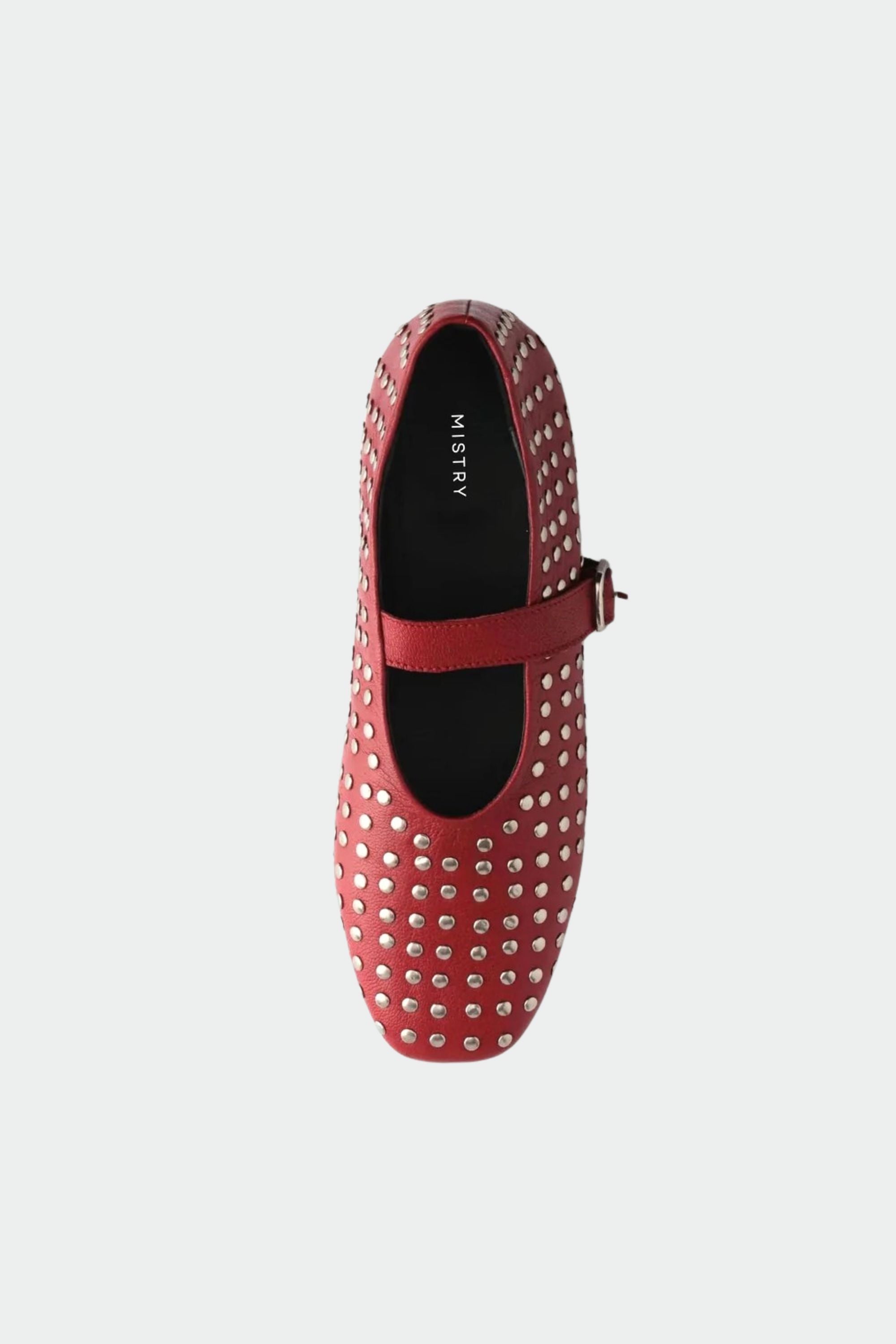 Red Ballet Flats With Rivets