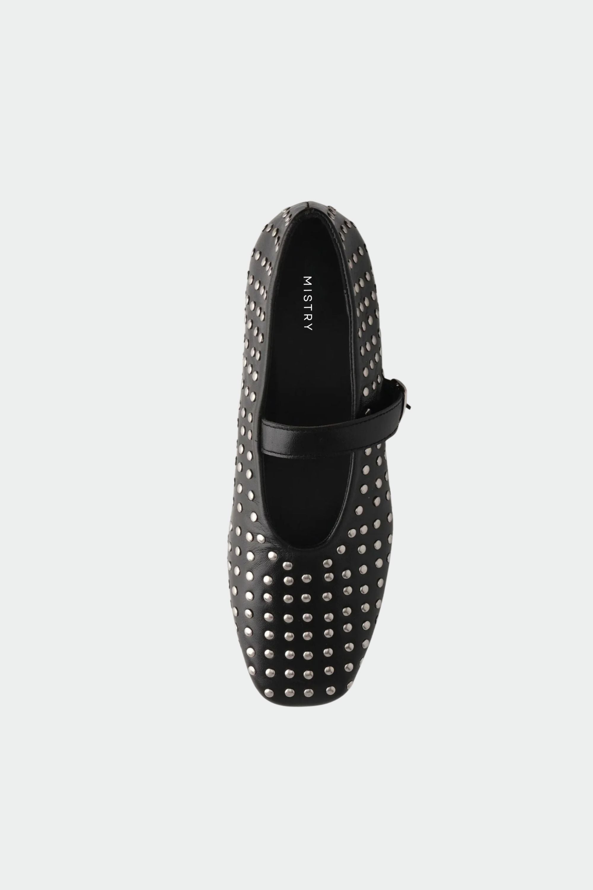 Black Ballet Flats With Rivets