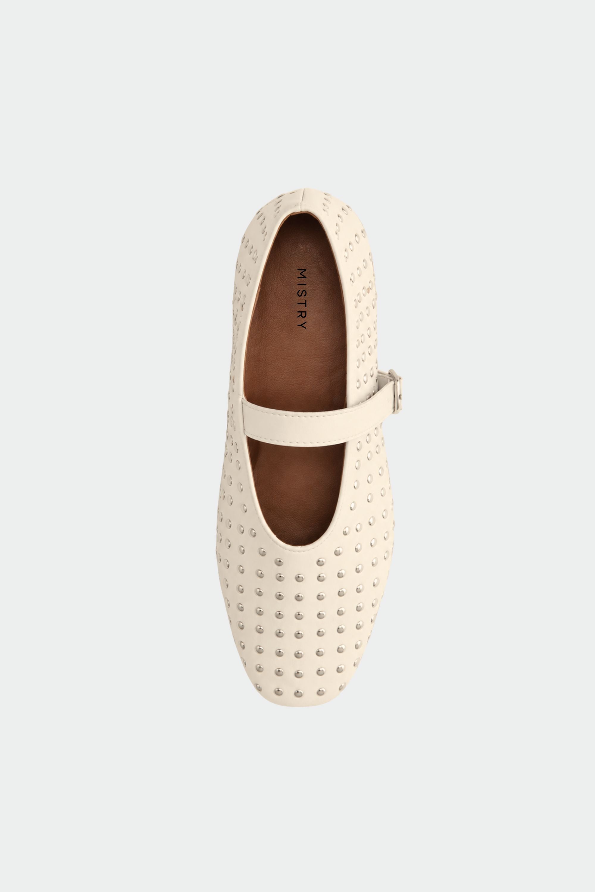 Ecru Ballet Flats With Rivets