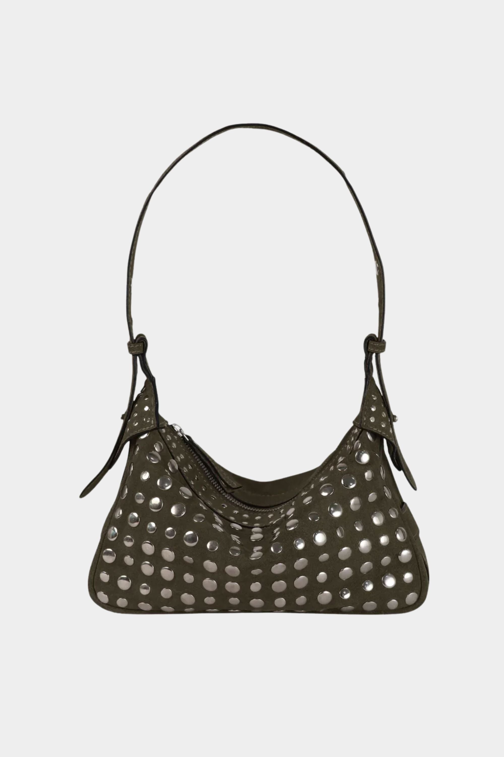 Icon Studded Baguette in Olive Green