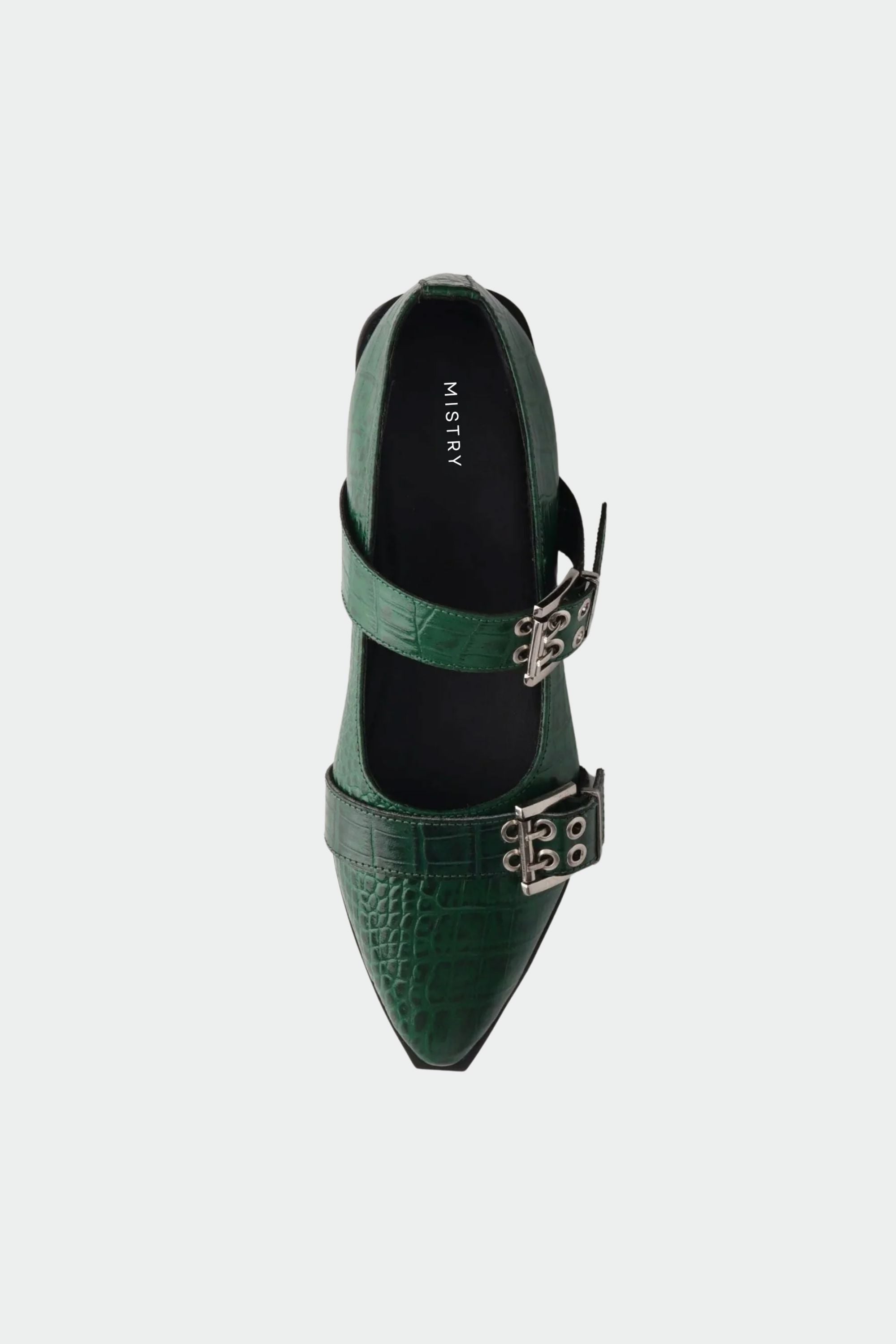 Buckled Ballet Flats in Forest Green