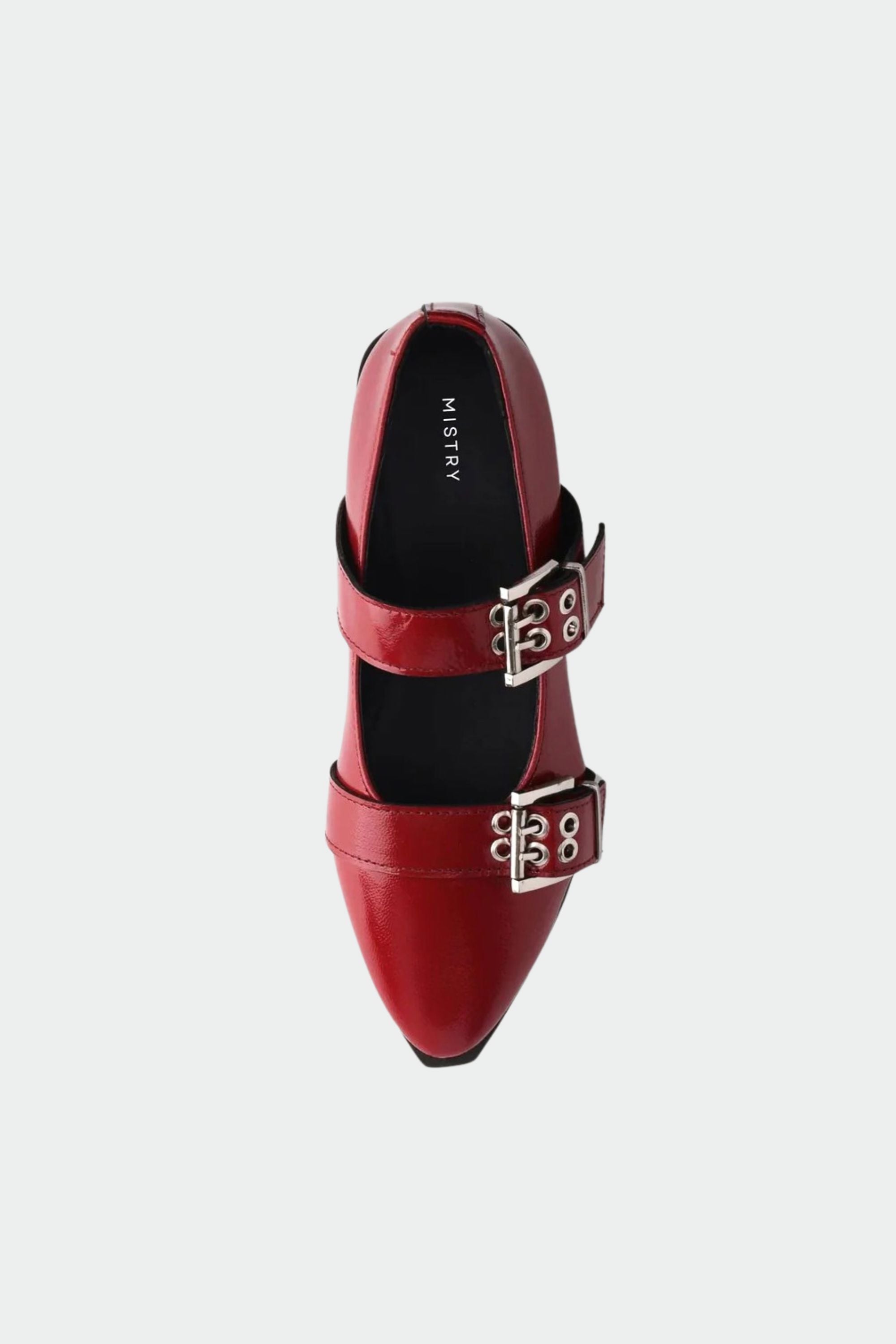 Buckled Ballet Flats in Red Patent Leather