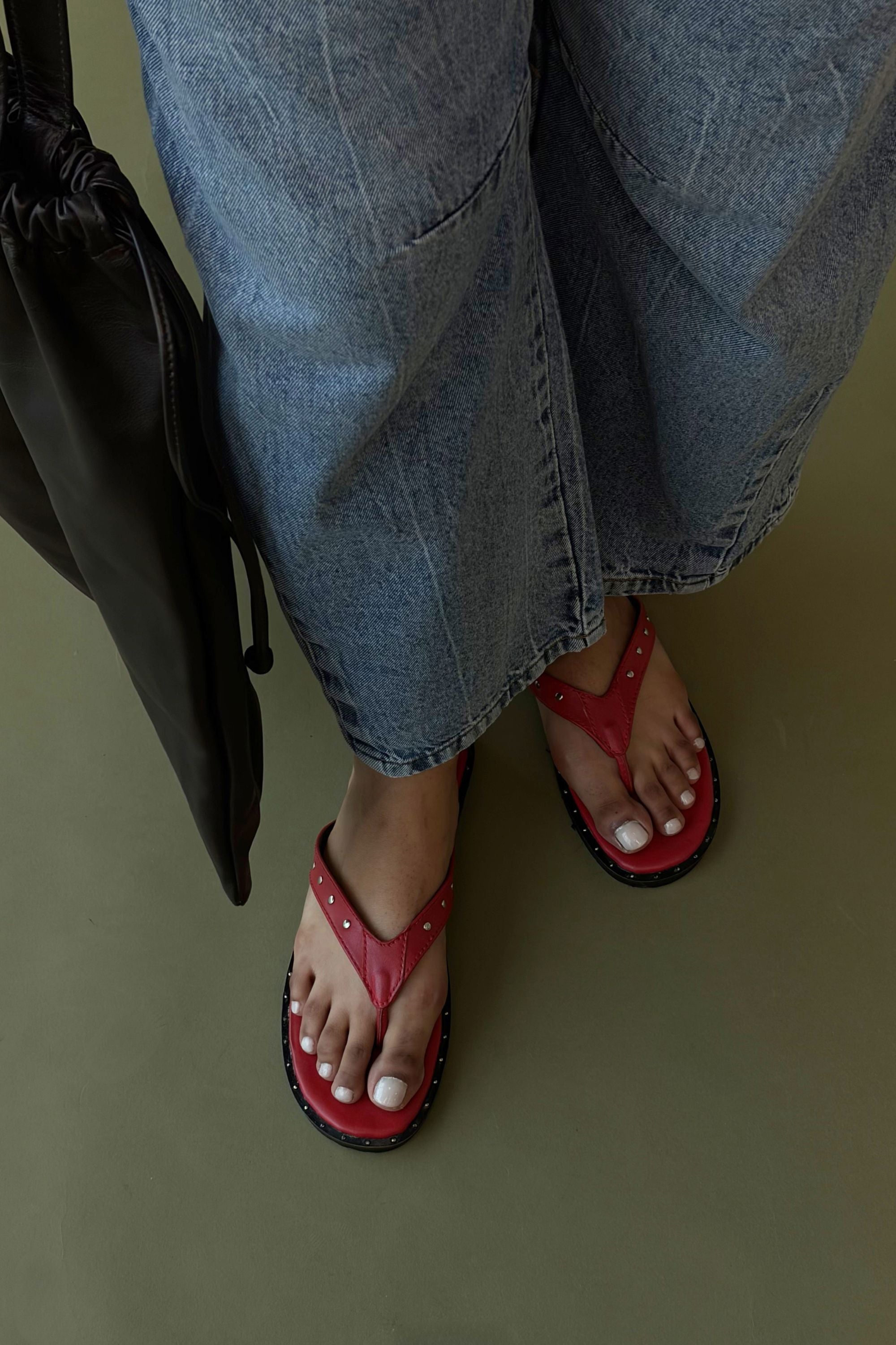 Bare Flip Flops in Red