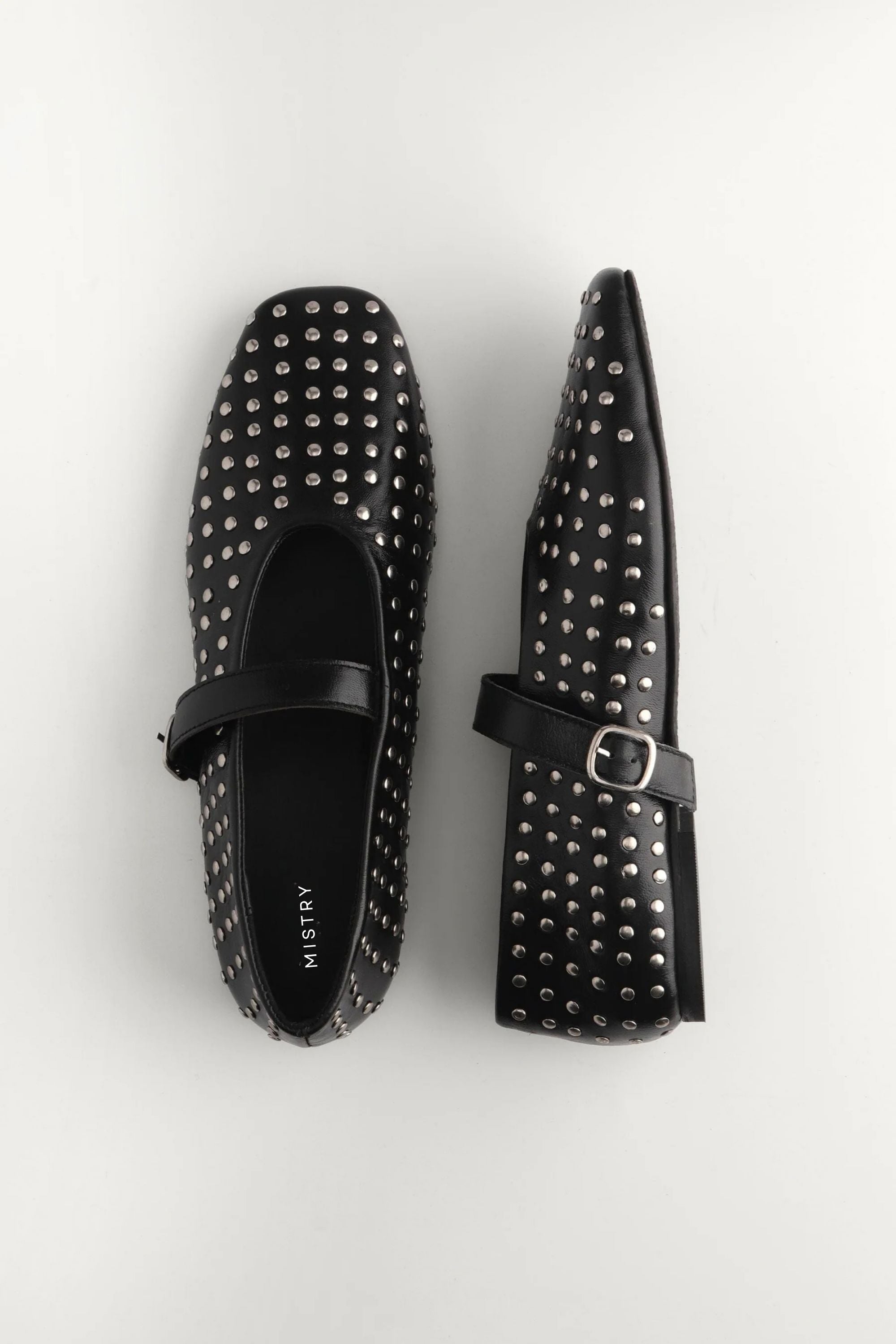 Black Ballet Flats With Rivets