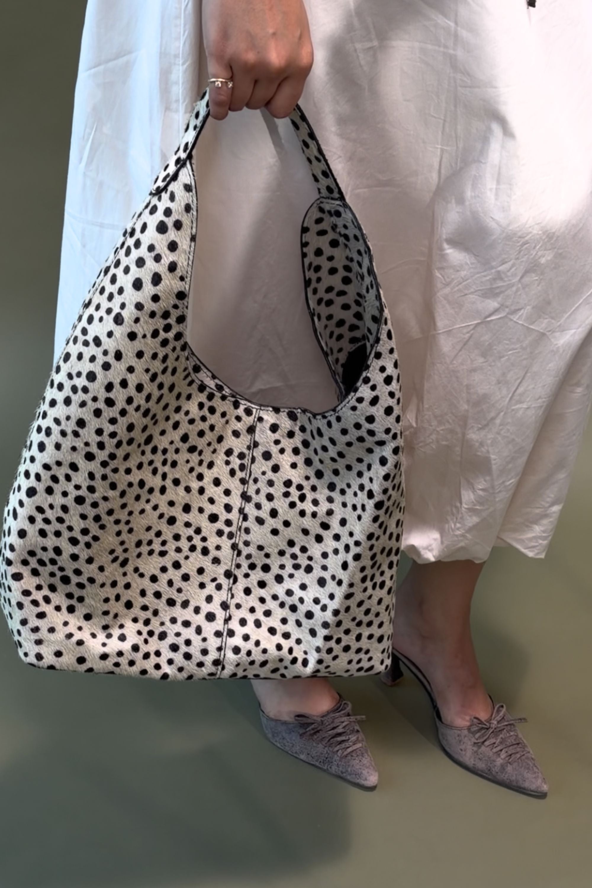 Deve Hobo Tote in Dalmatian Hair-on