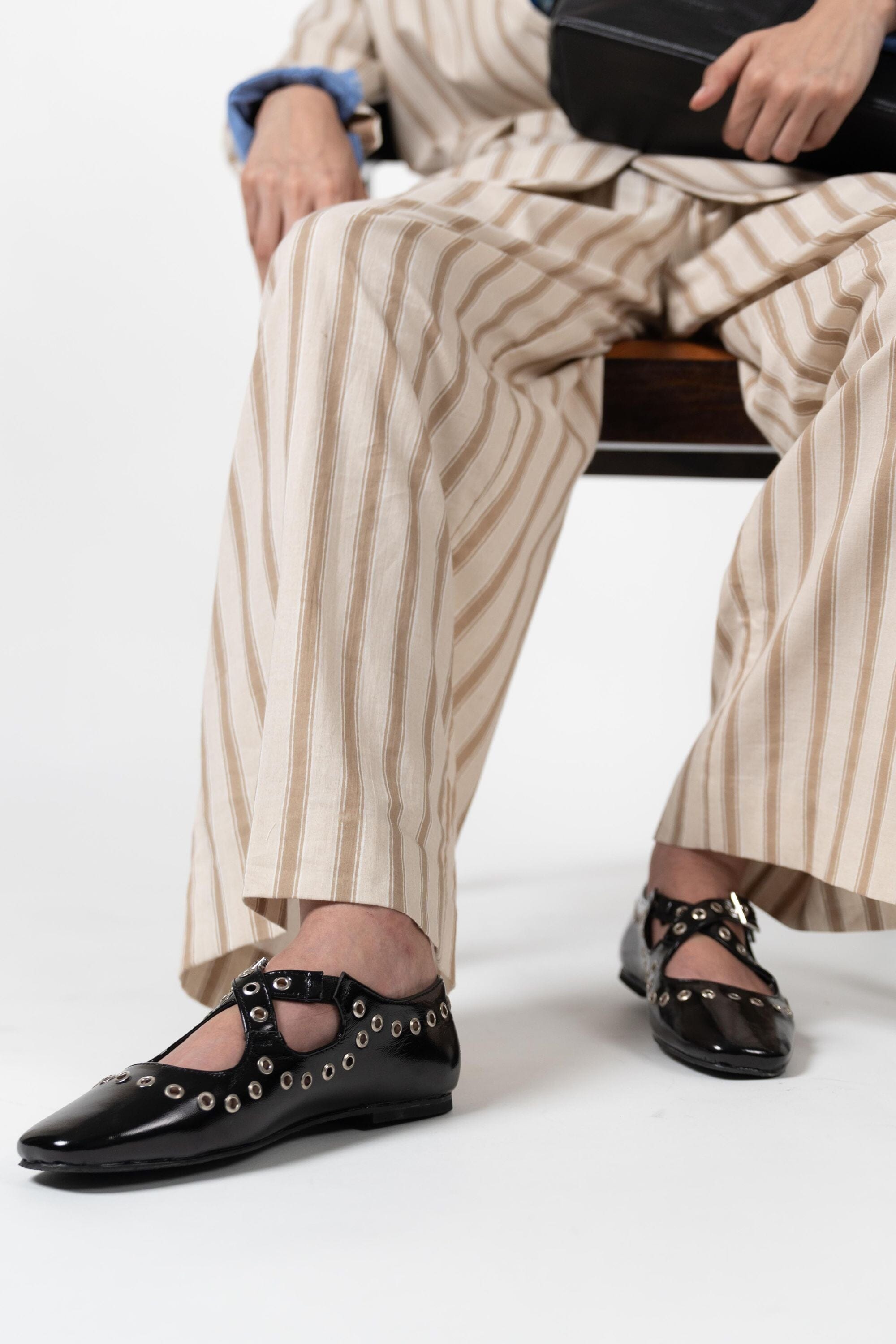 Black Crux Ballerinas with Grommets