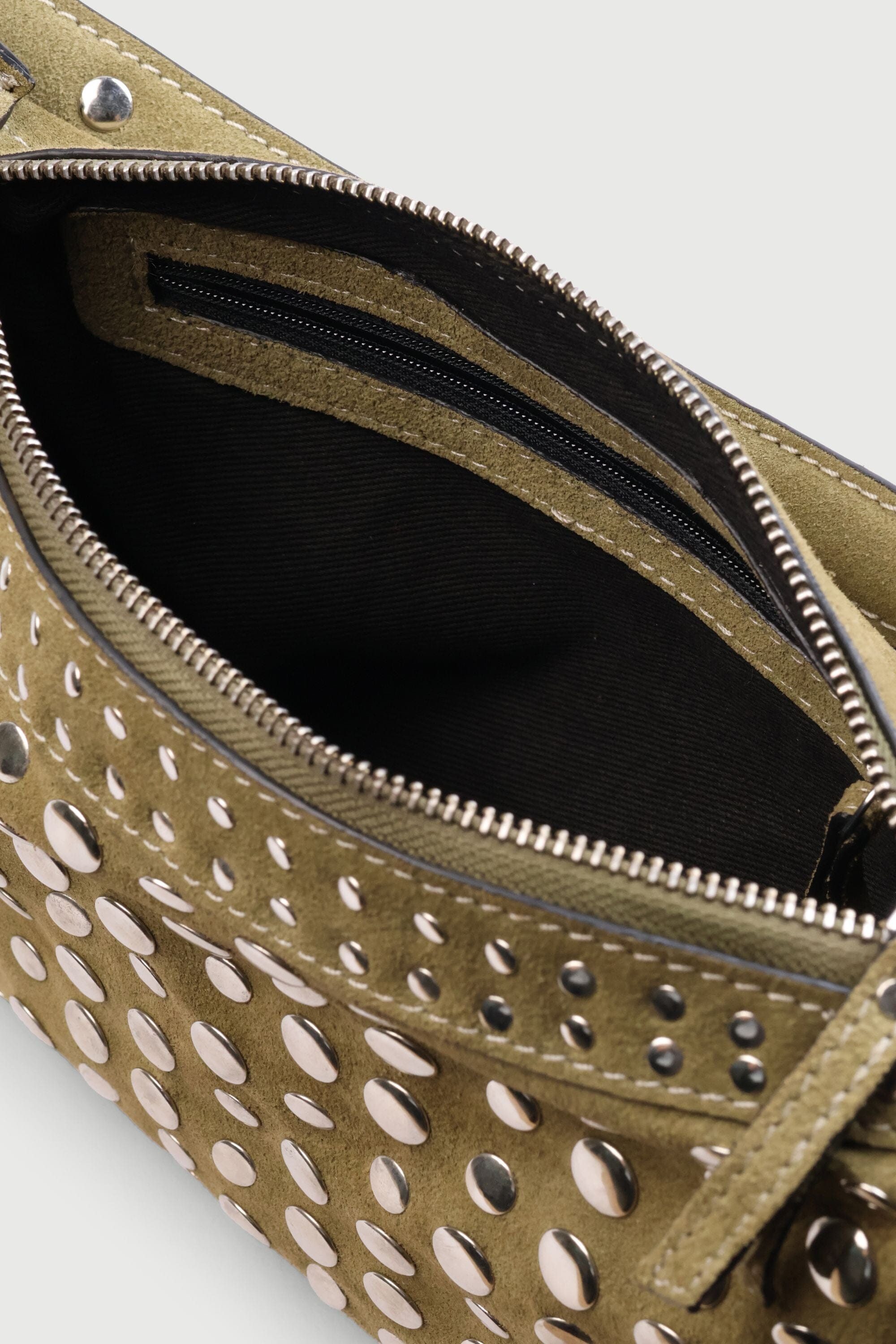 Icon Studded Baguette in Olive Green