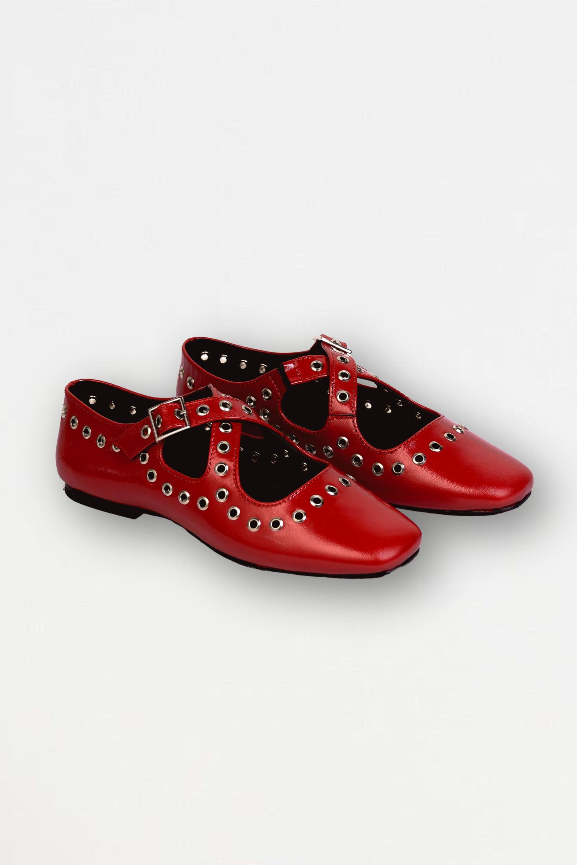 Red Crux Ballerinas with Grommets
