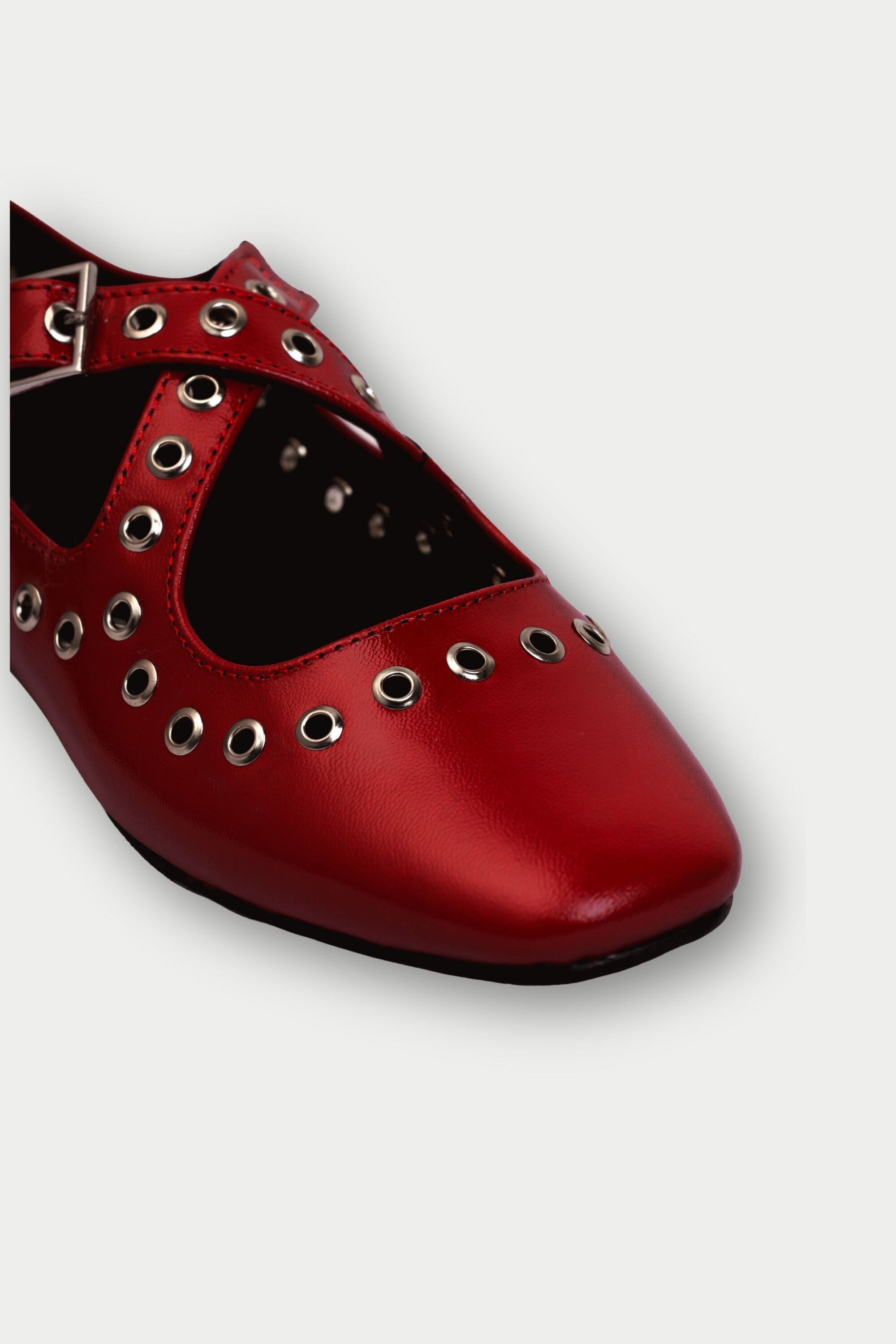 Red Crux Ballerinas with Grommets