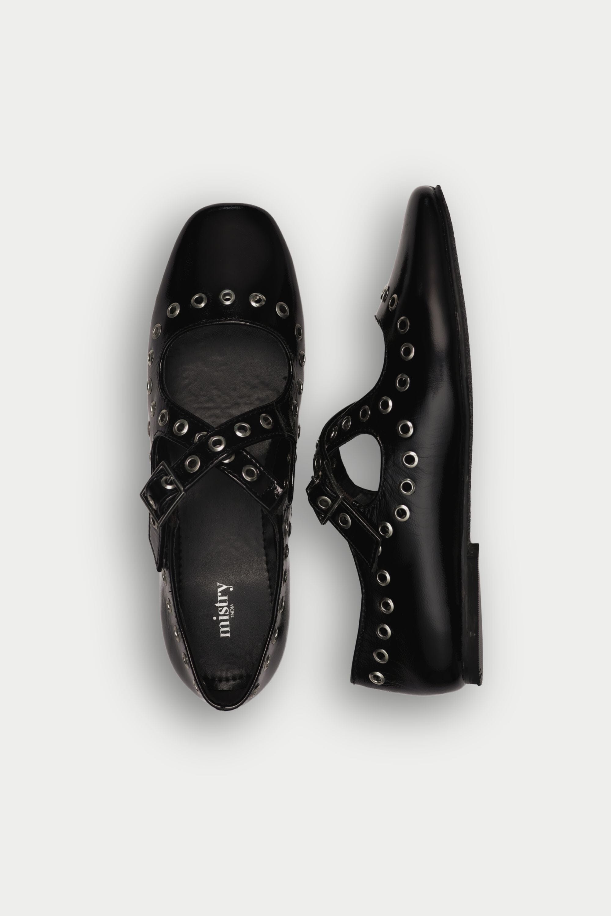 Black Crux Ballerinas with Grommets