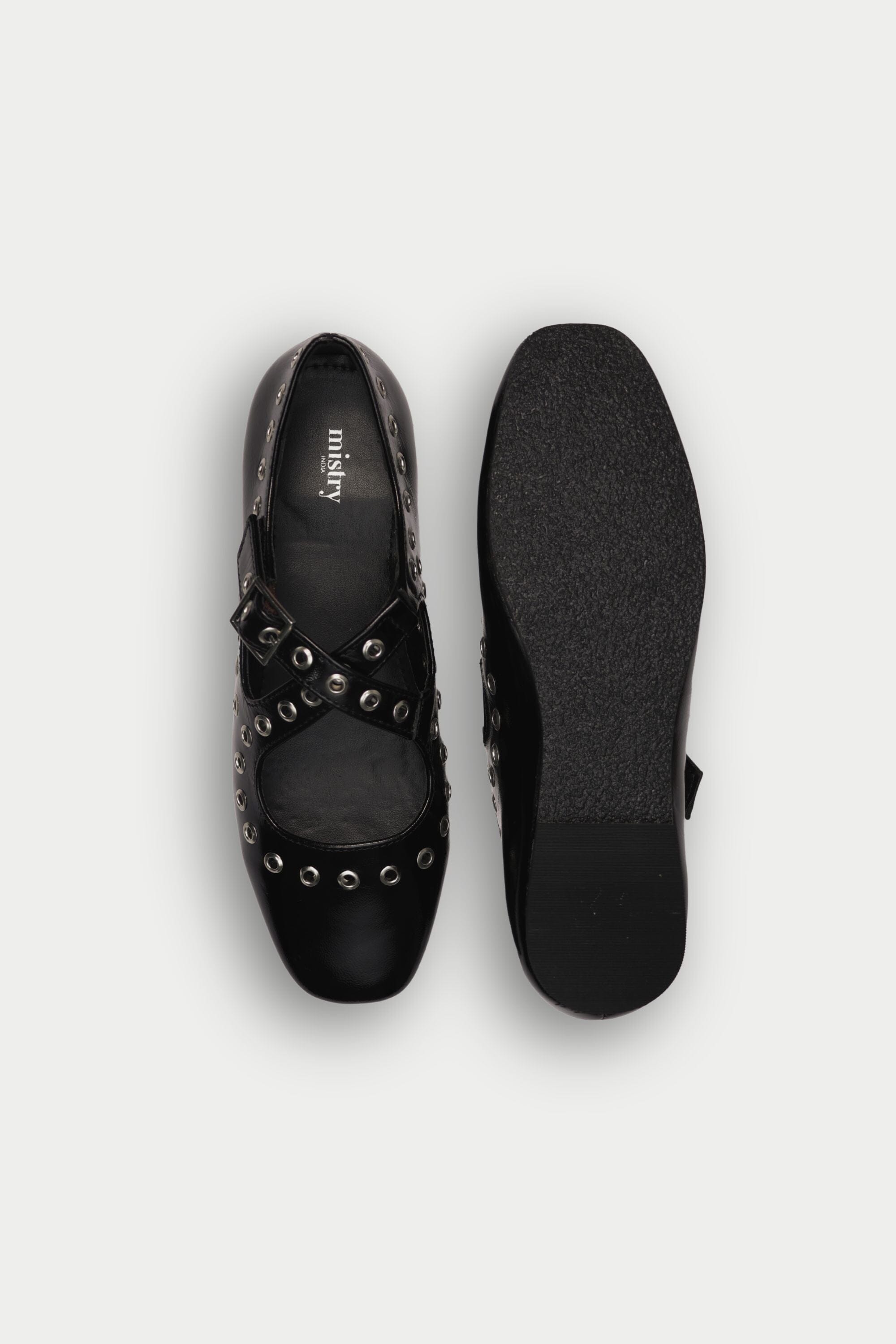 Black Crux Ballerinas with Grommets