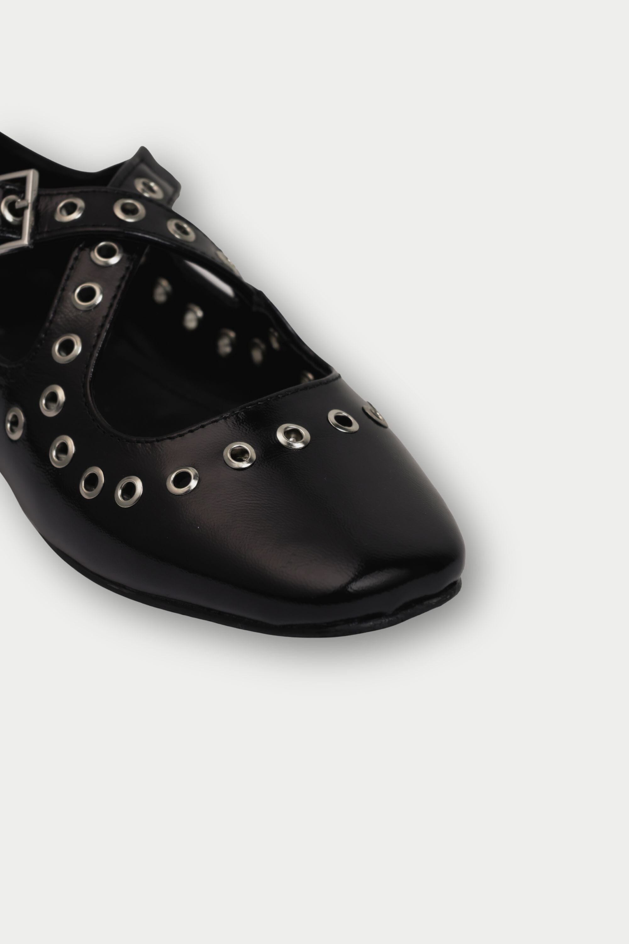 Black Crux Ballerinas with Grommets