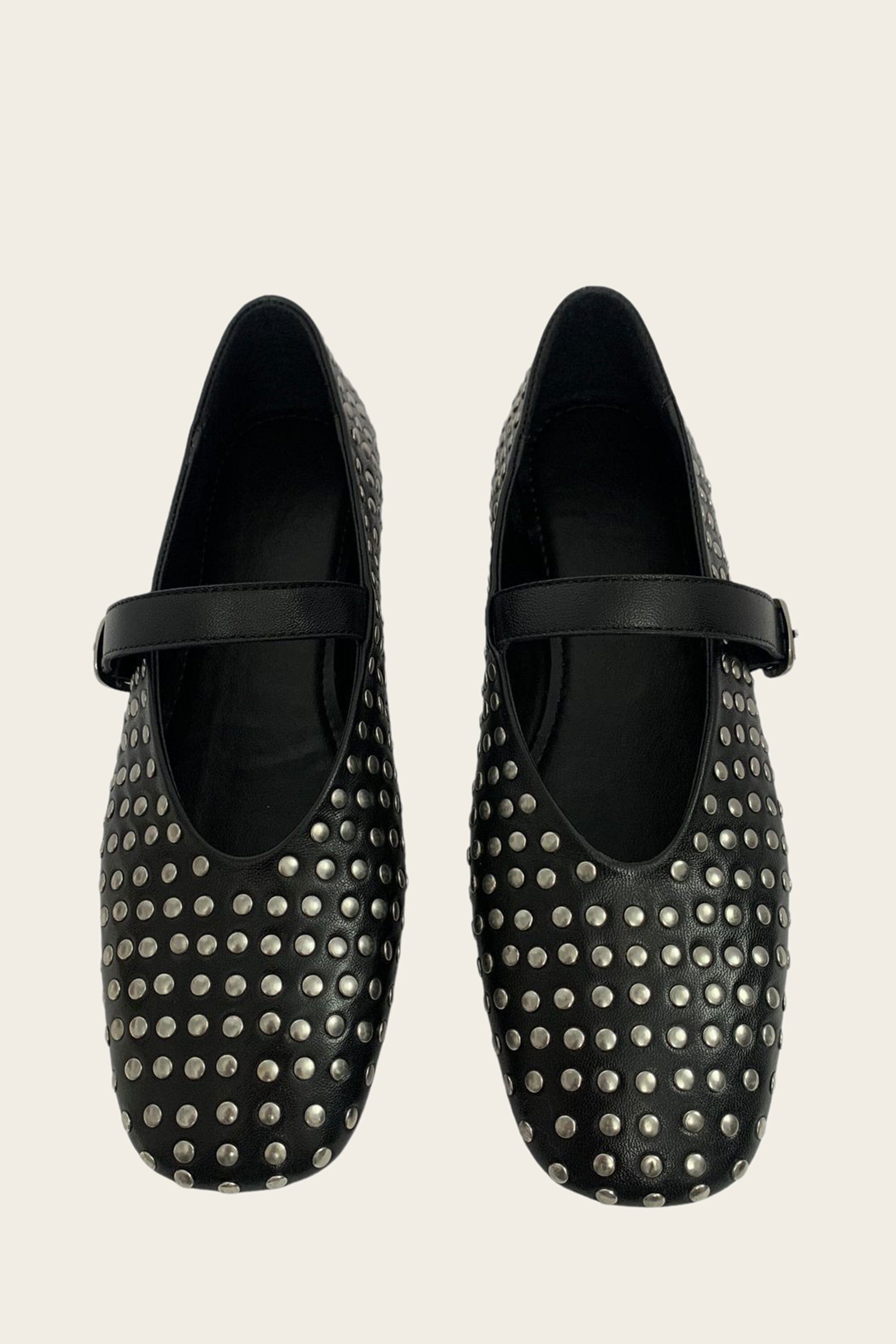 Black Ballet Flats with Rivets