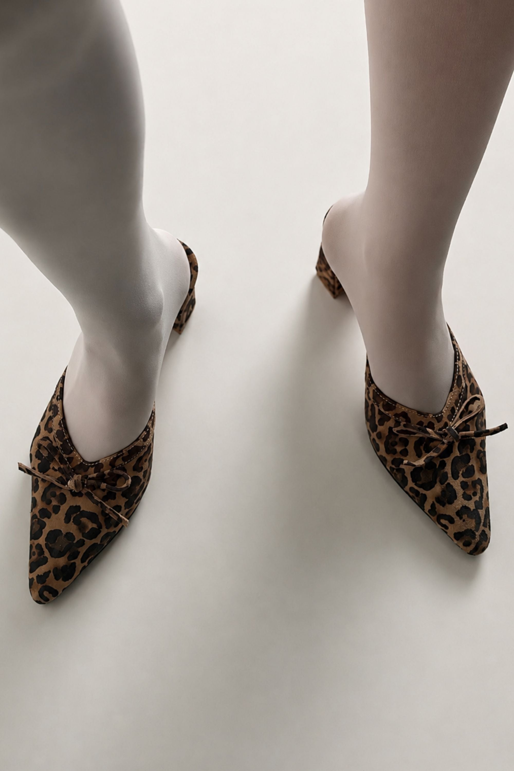 Rogue Sculpted Heels in Beige Leopard