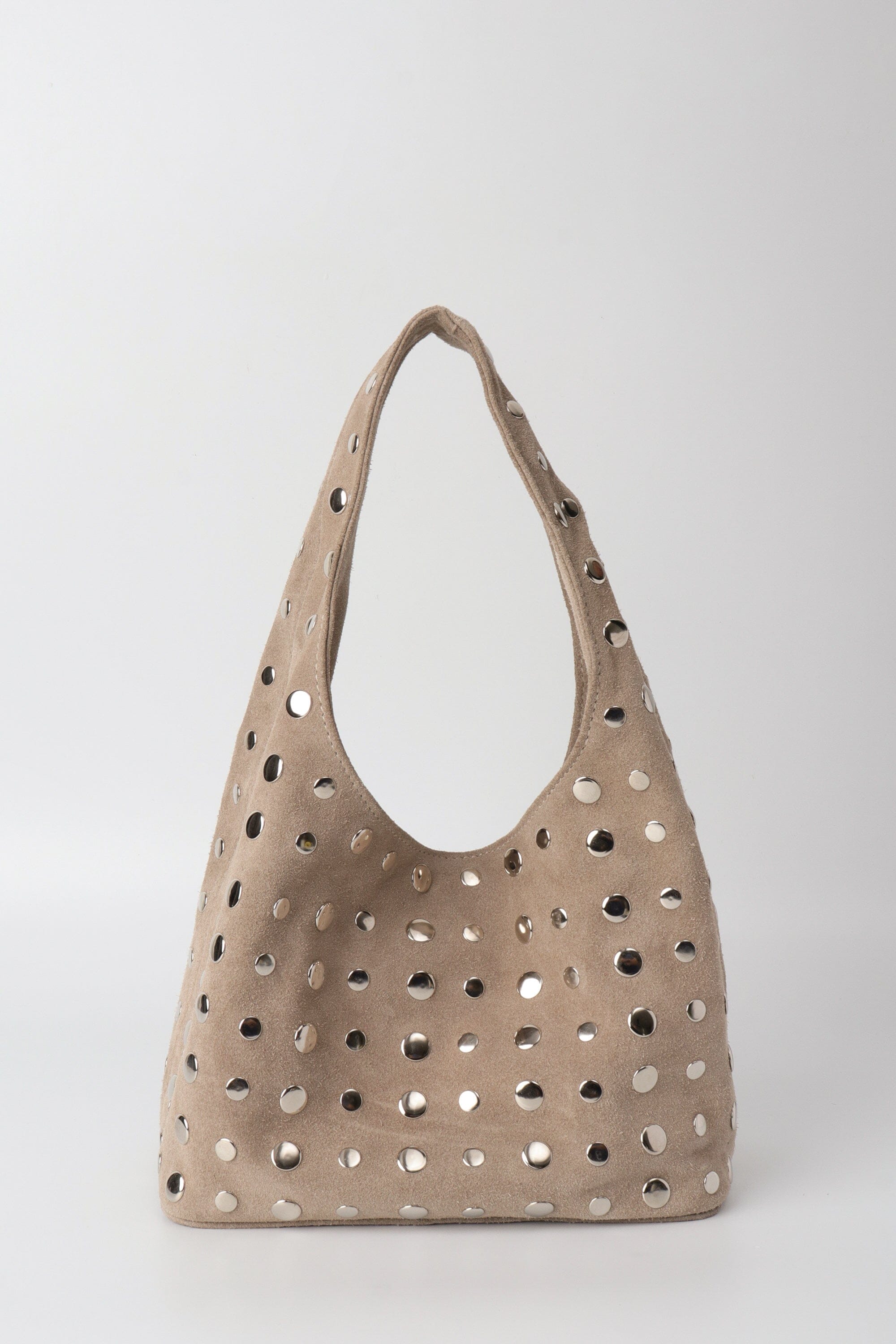 Icon Studded Midi in Off White Suede